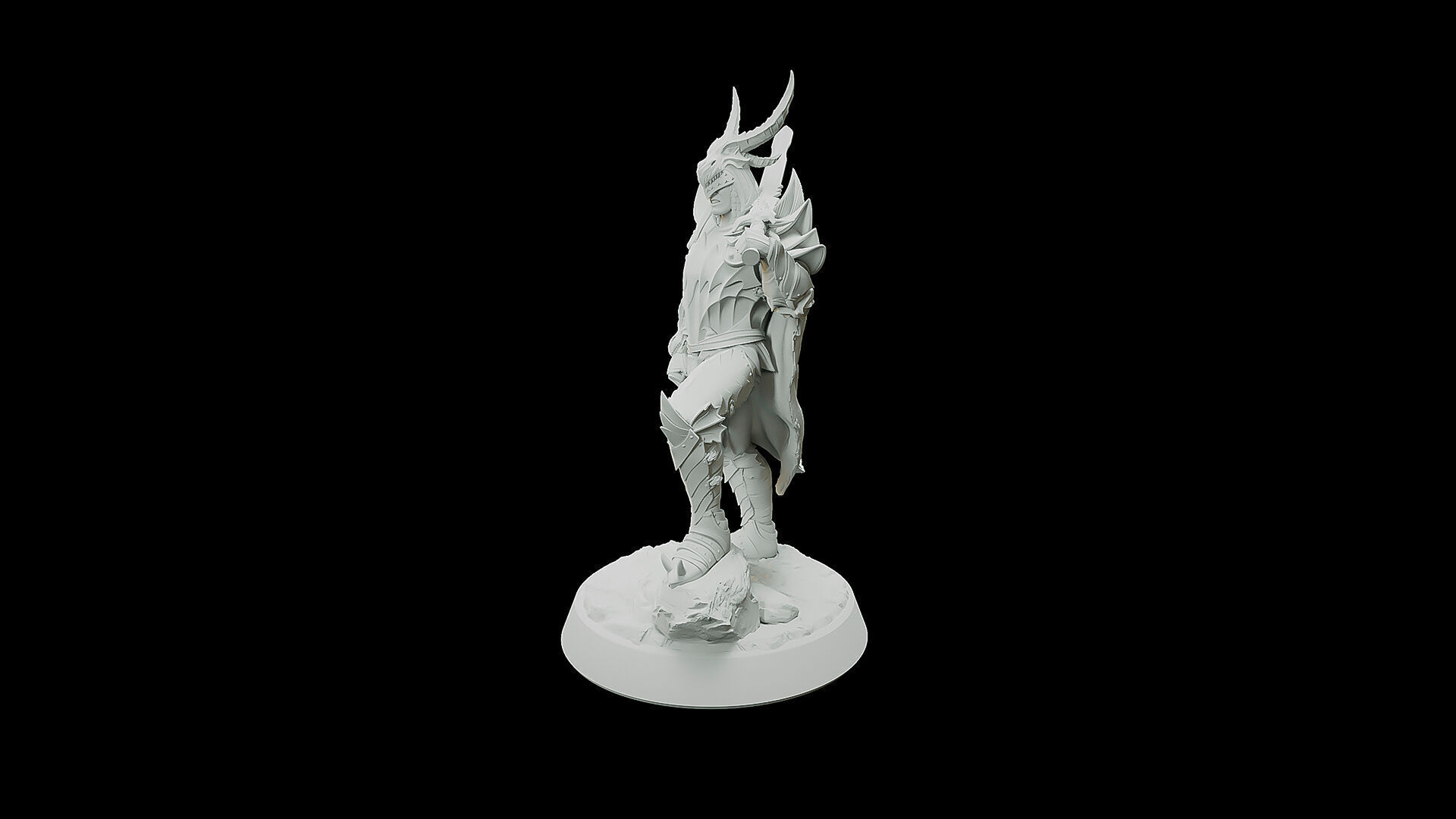 Armored Dragon Cultist No Head In Hand 3D print model_2