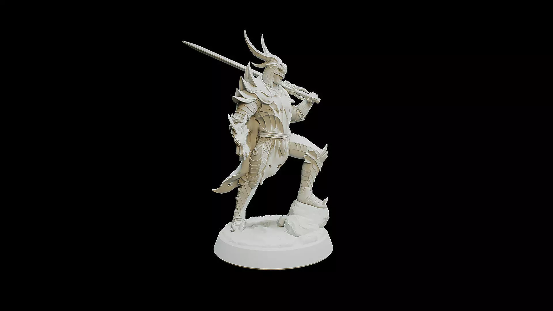 Armored Dragon Cultist No Head In Hand 3D print model_0