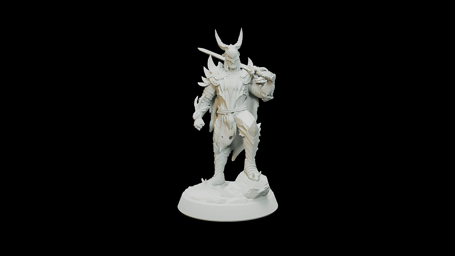 Armored Dragon Cultist No Head In Hand 3D print model_1