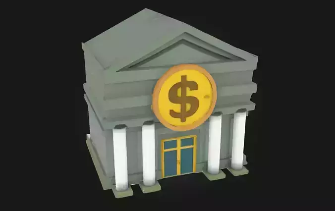 Bank Building Icon Classic Financial Institution  3D model