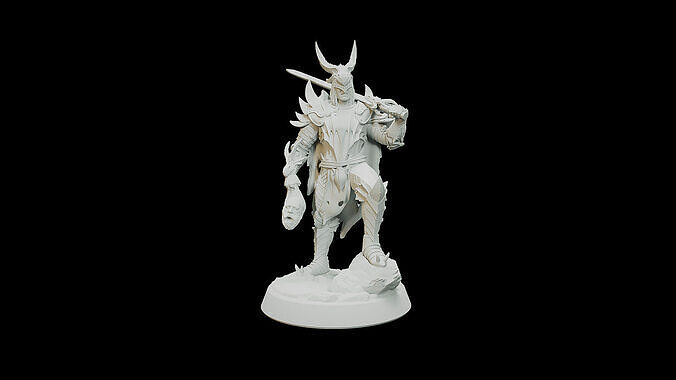 Armored Dragon Cultist No Head In Hand 3D print model