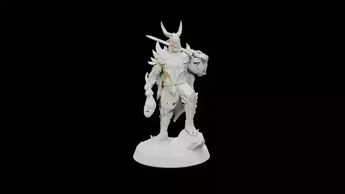 Armored Dragon Cultist No Head In Hand 3D print model