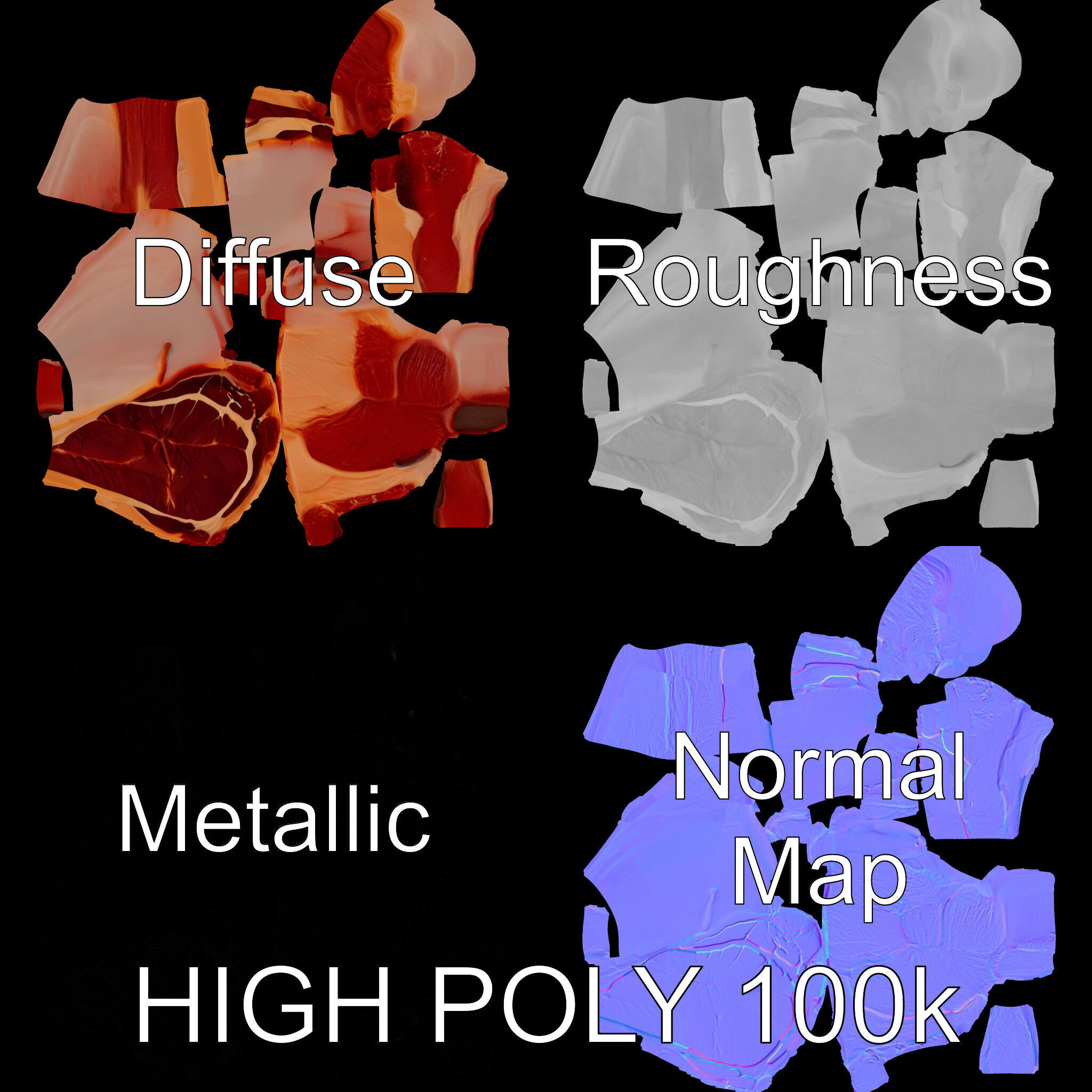 TBone Steak D Model Pack for Realistic Rendering Low-poly 3D model_3