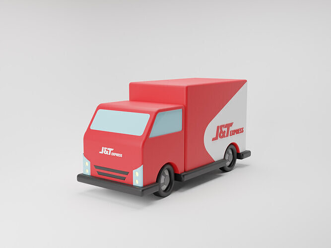 3D JNT Express Delivery Truck Low-poly 3D model