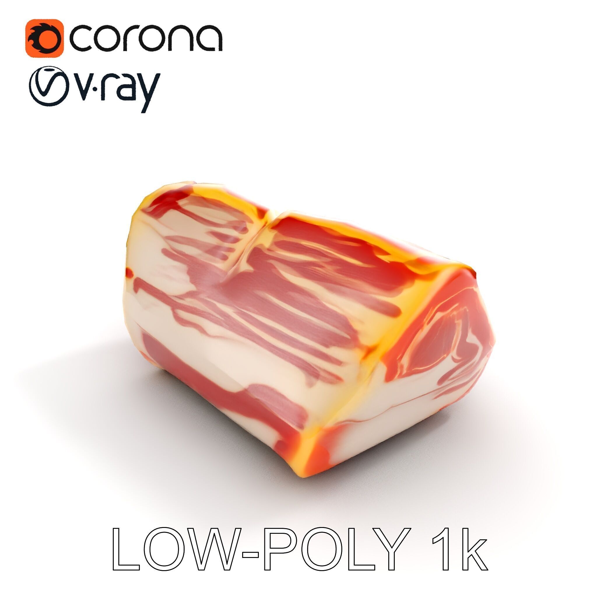 Block of Marbled Meat Model Pack Low-poly 3D model_14