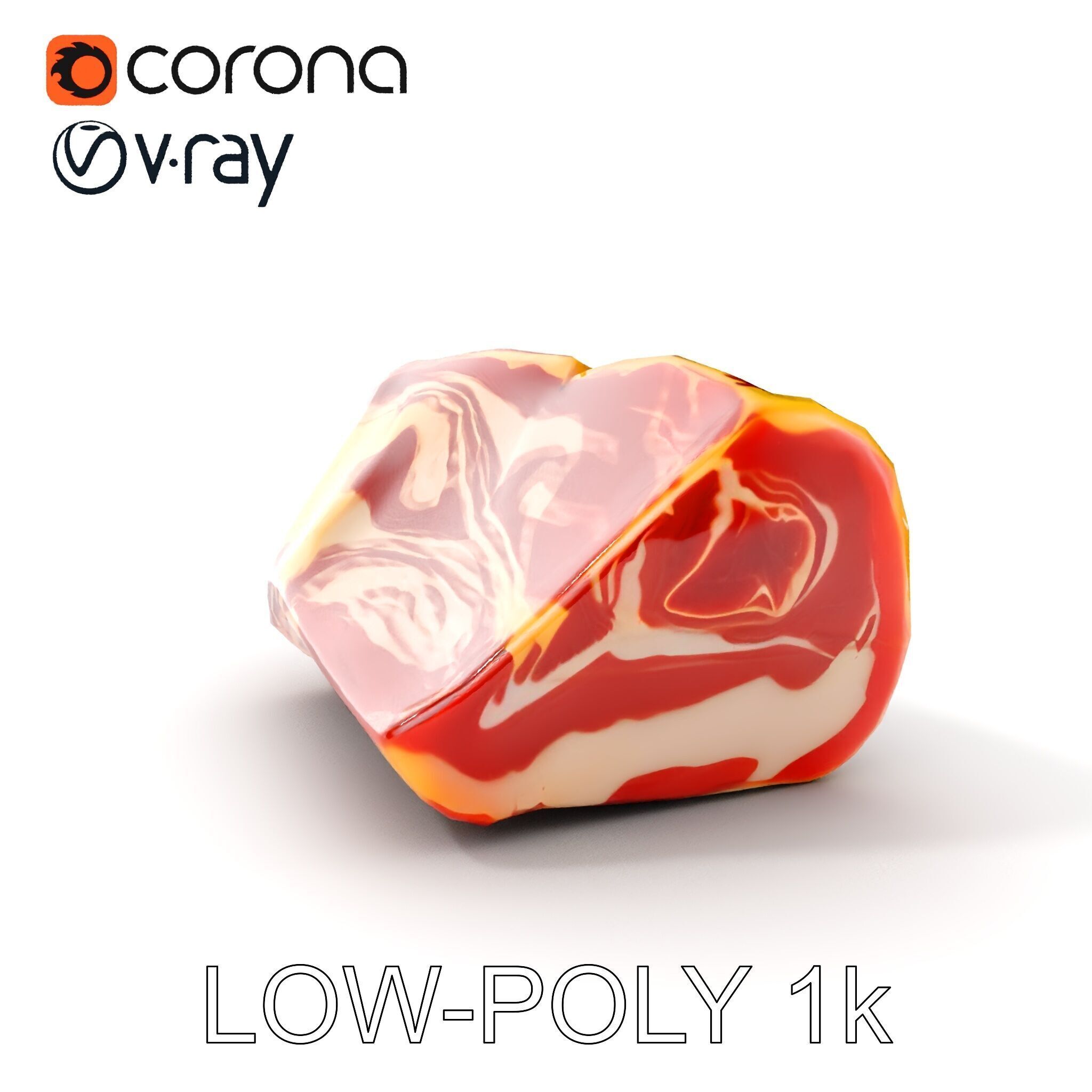 Block of Marbled Meat Model Pack Low-poly 3D model_7