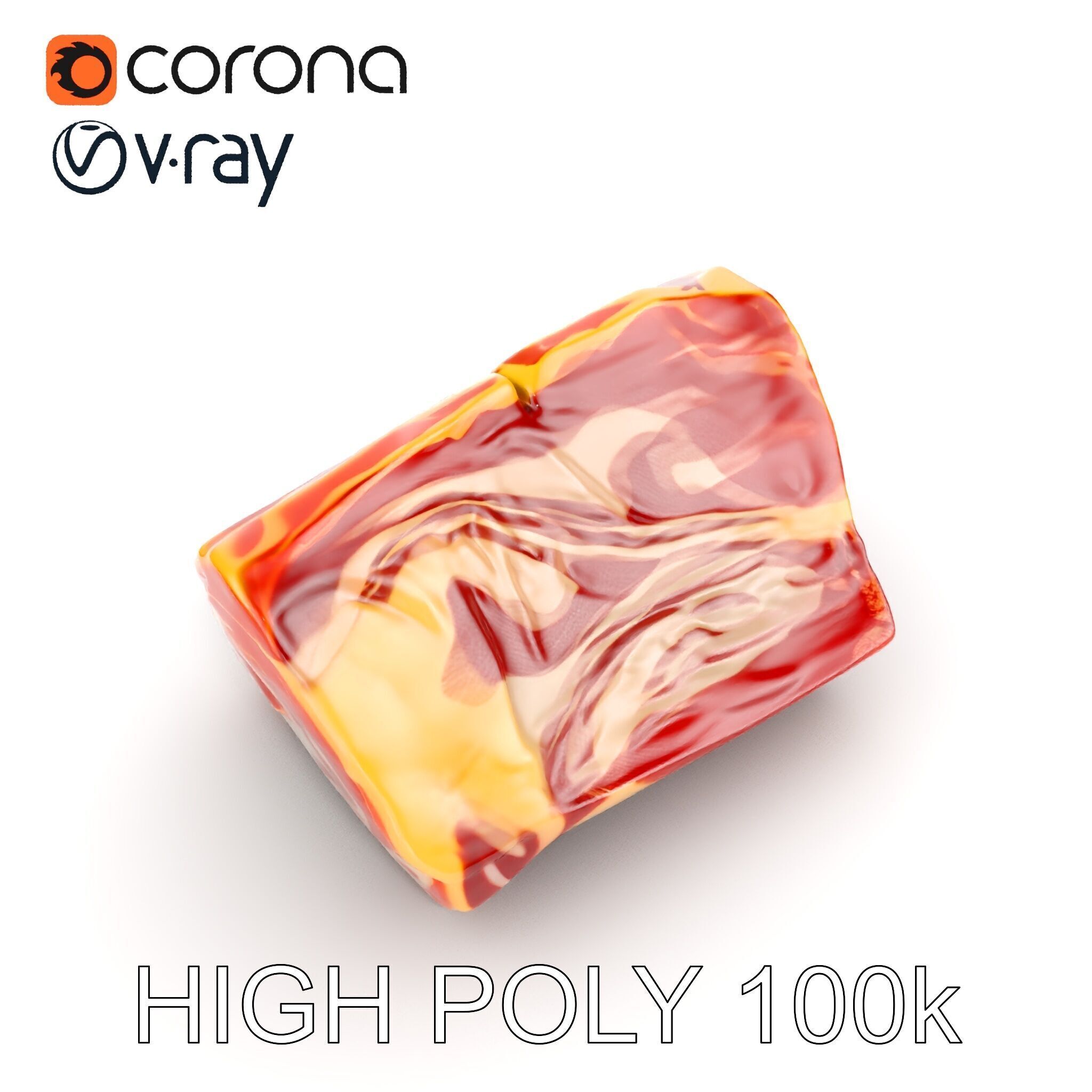 Block of Marbled Meat Model Pack Low-poly 3D model_15