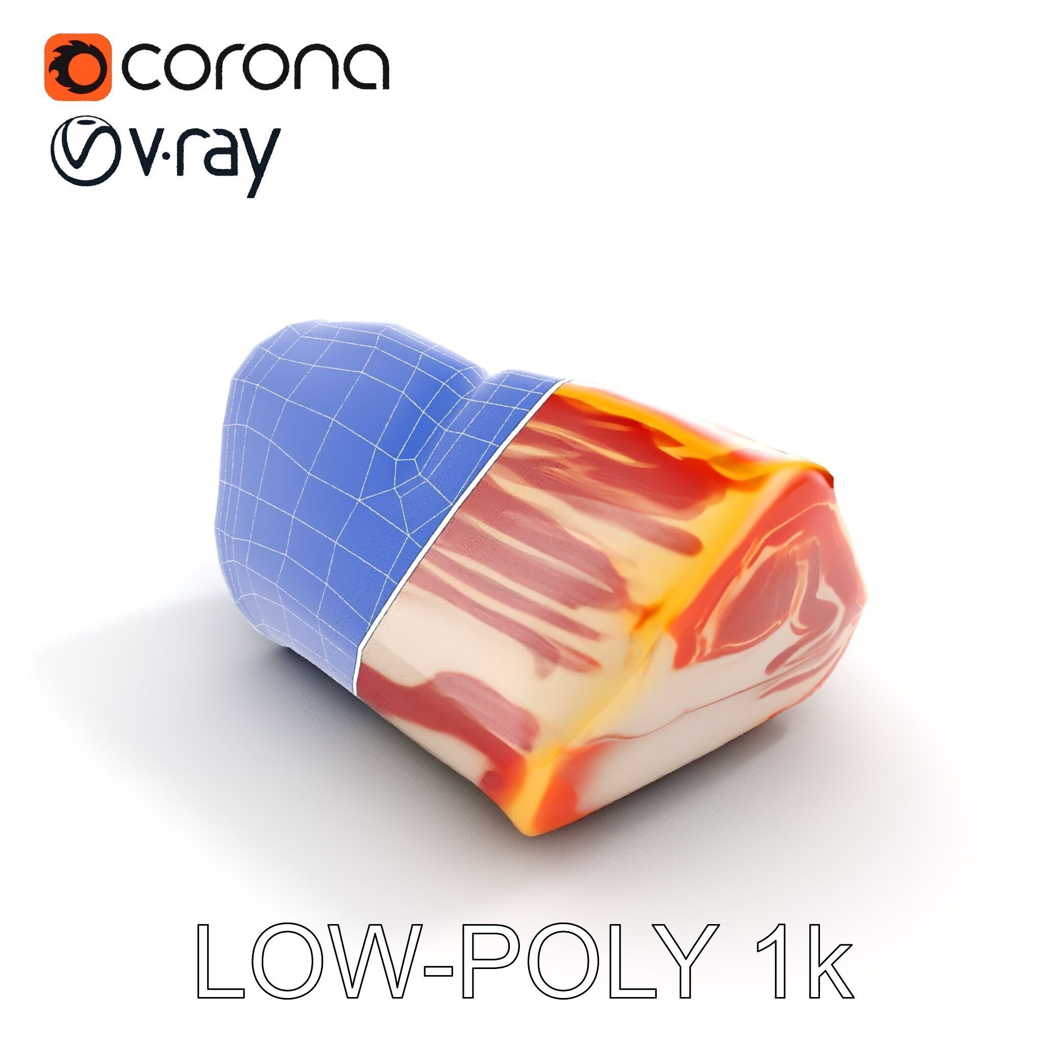 Block of Marbled Meat Model Pack Low-poly 3D model_20