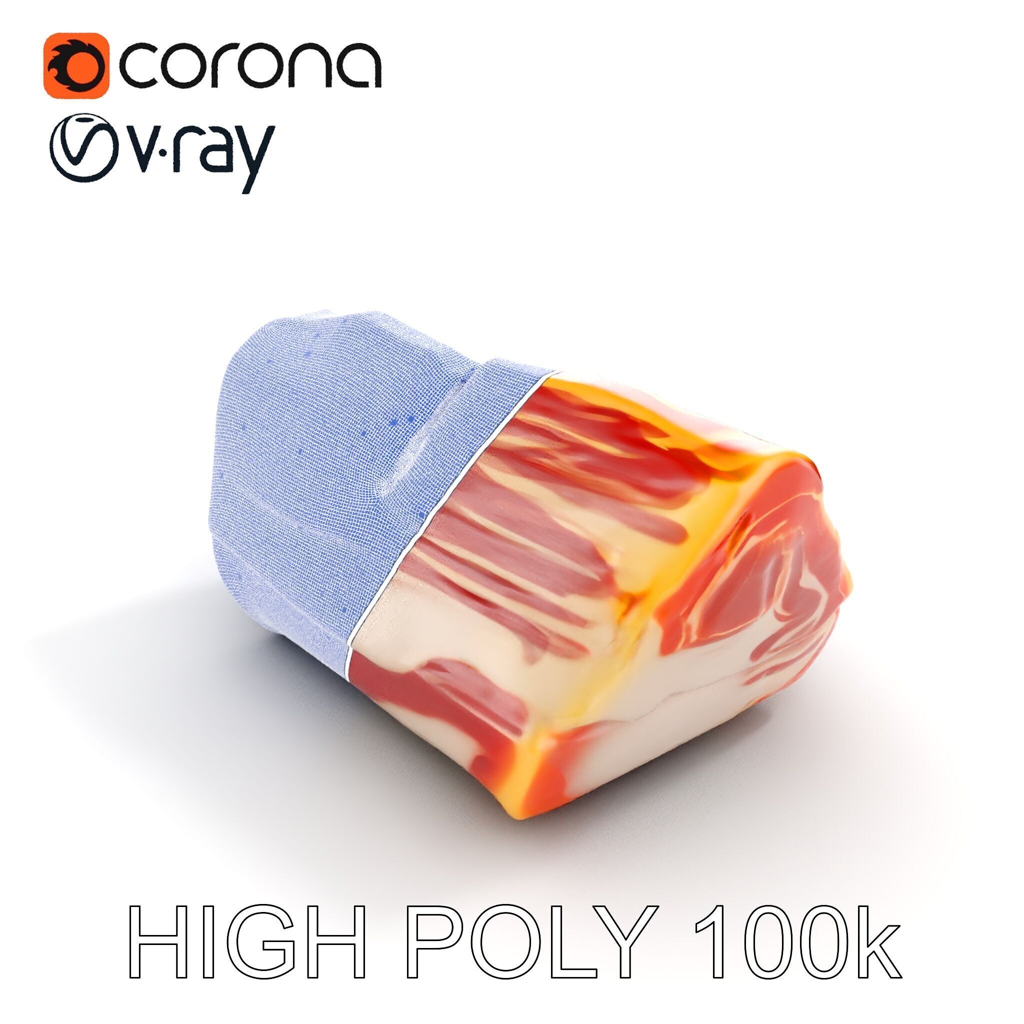 Block of Marbled Meat Model Pack Low-poly 3D model_21