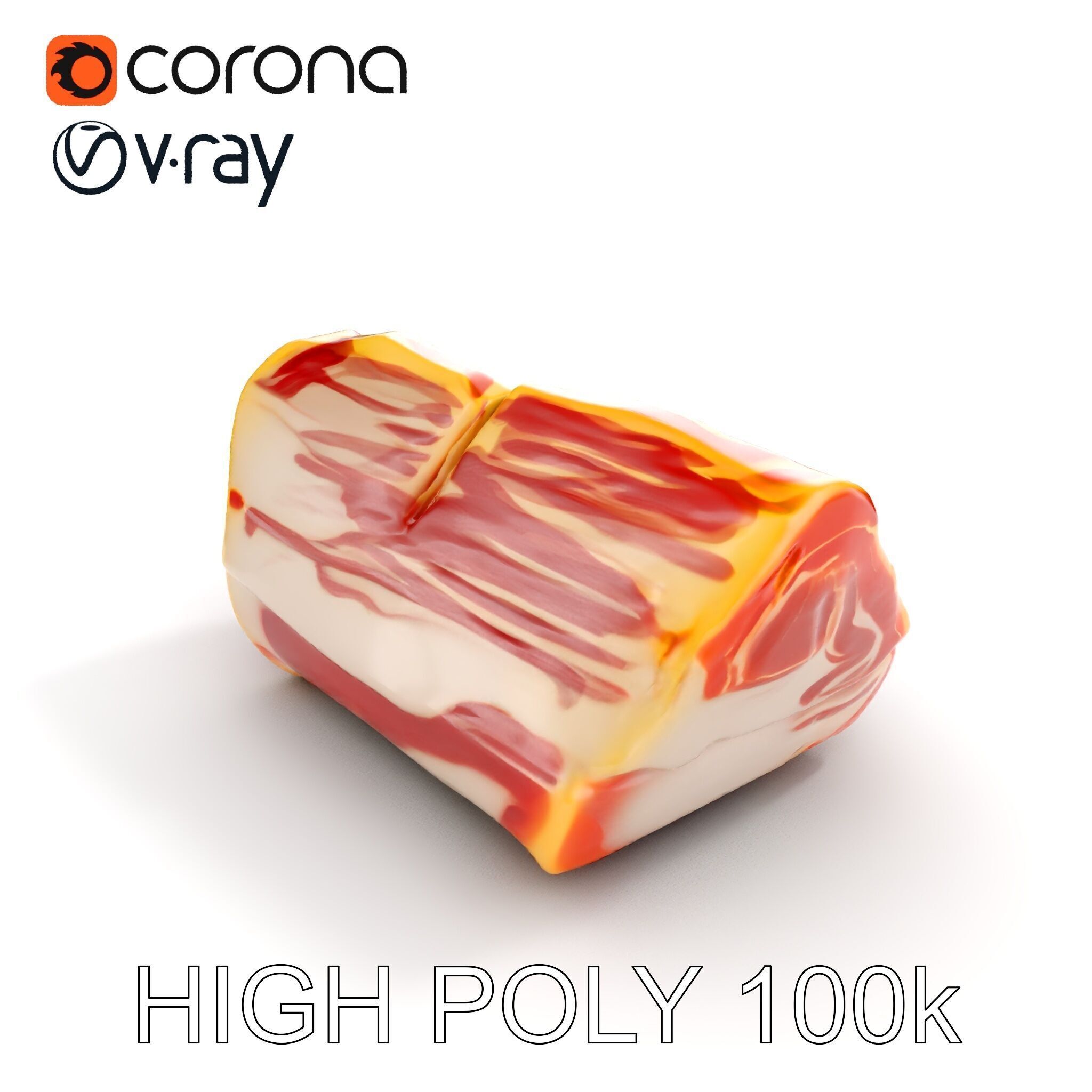Block of Marbled Meat Model Pack Low-poly 3D model_10