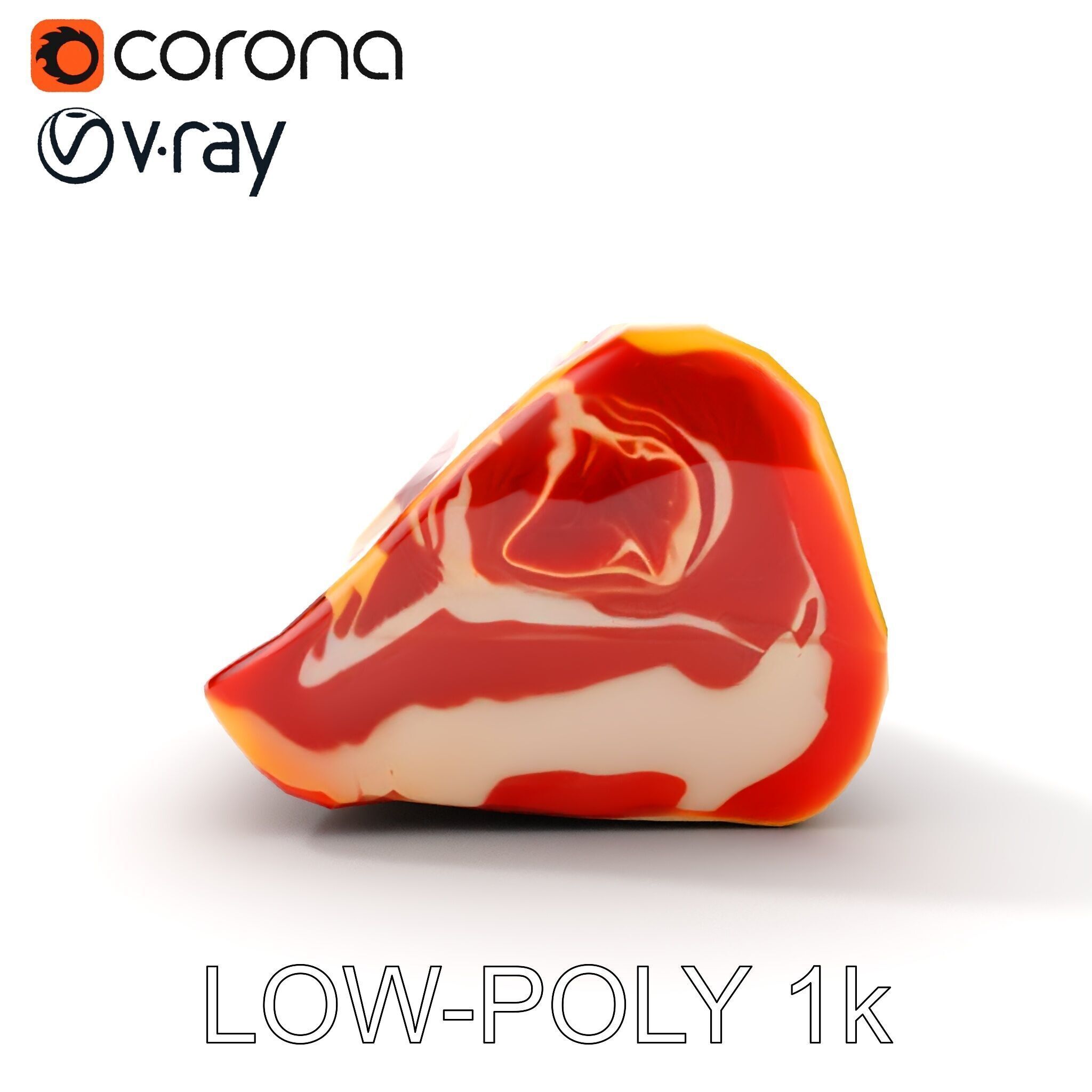 Block of Marbled Meat Model Pack Low-poly 3D model_9