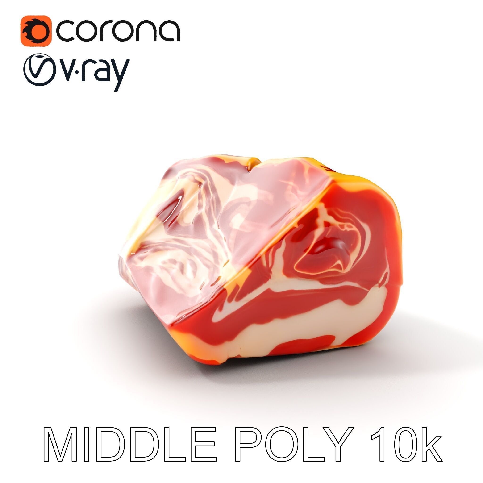 Block of Marbled Meat Model Pack Low-poly 3D model_8