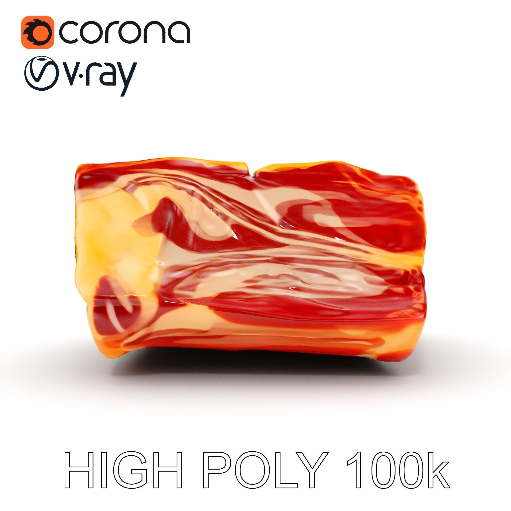 Block of Marbled Meat Model Pack Low-poly 3D model_32