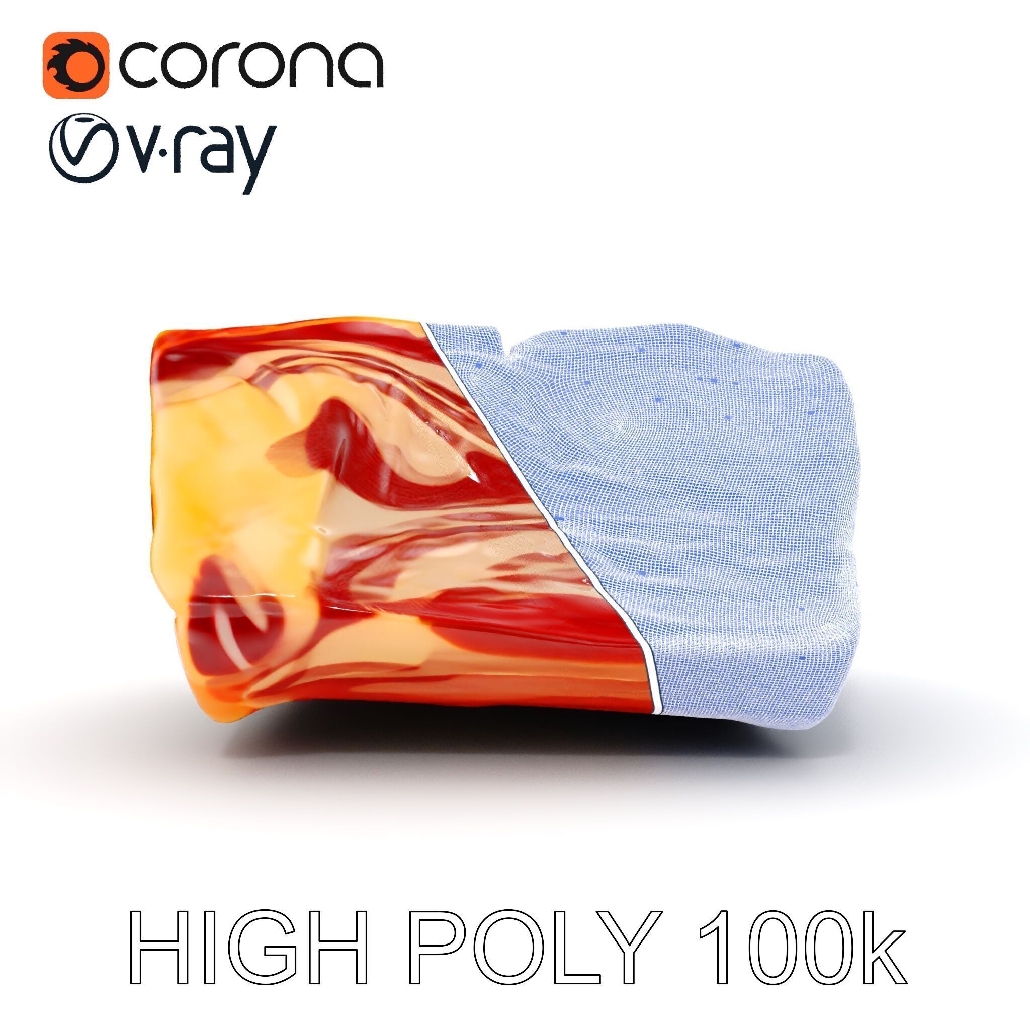 Block of Marbled Meat Model Pack Low-poly 3D model_35