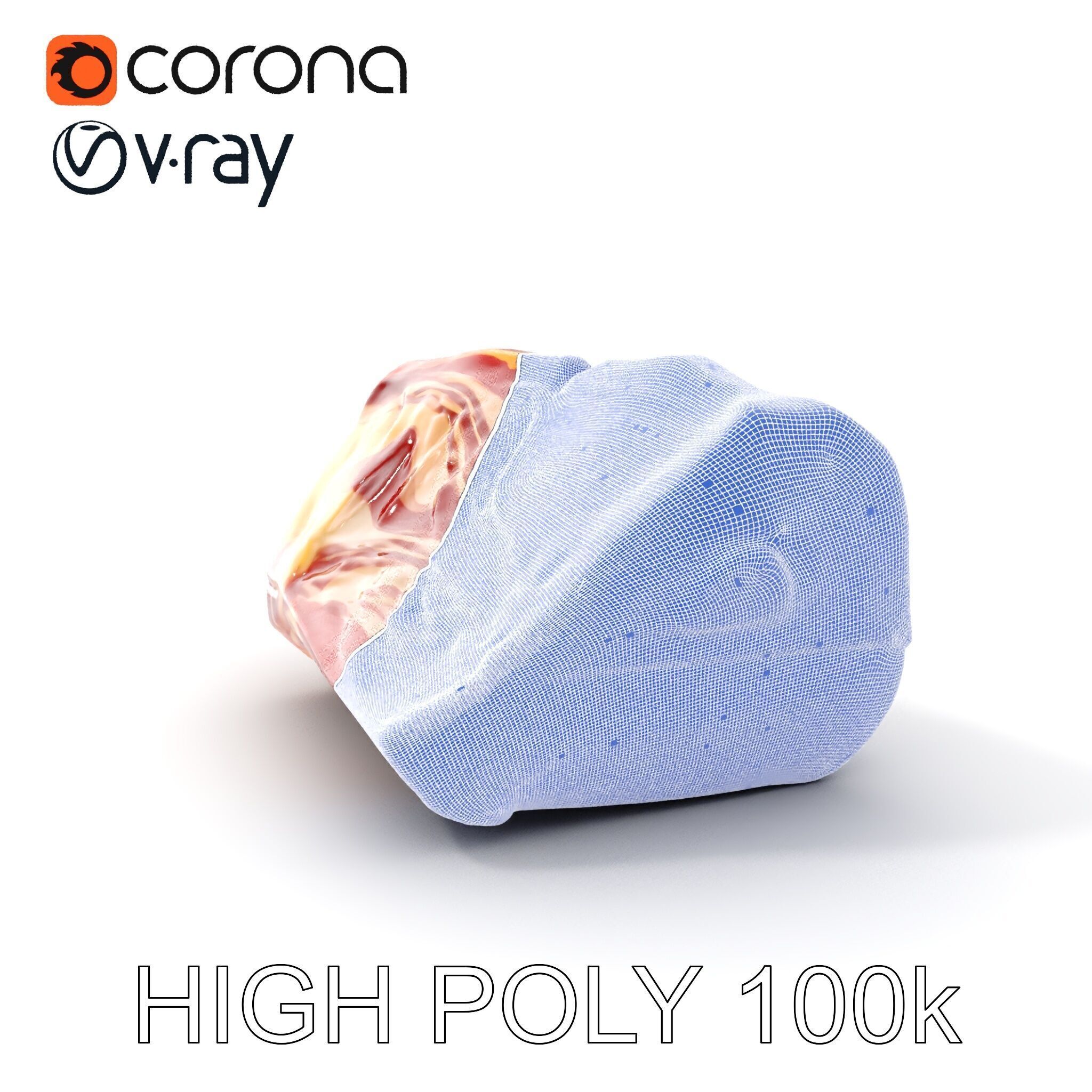 Block of Marbled Meat Model Pack Low-poly 3D model_4