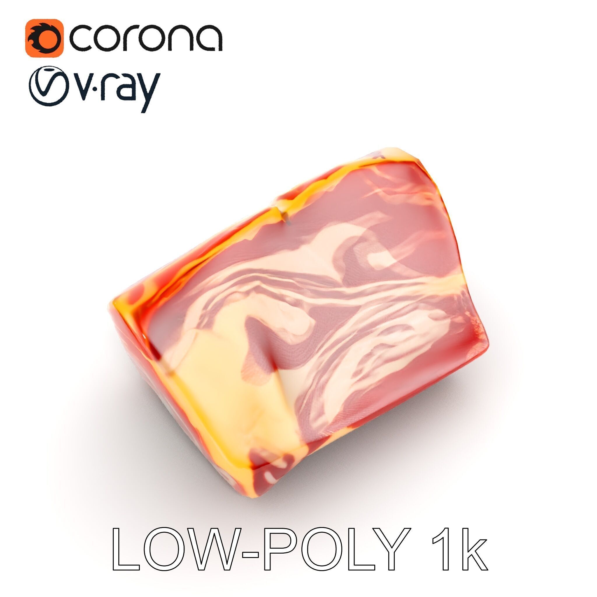 Block of Marbled Meat Model Pack Low-poly 3D model_12