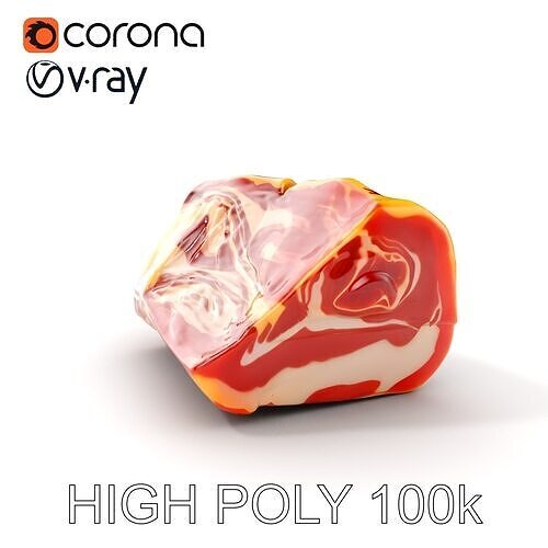 Block of Marbled Meat Model Pack Low-poly 3D model