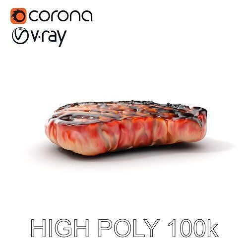Grilled Steak Model Pack for Culinary Visualization Low-poly 3D model
