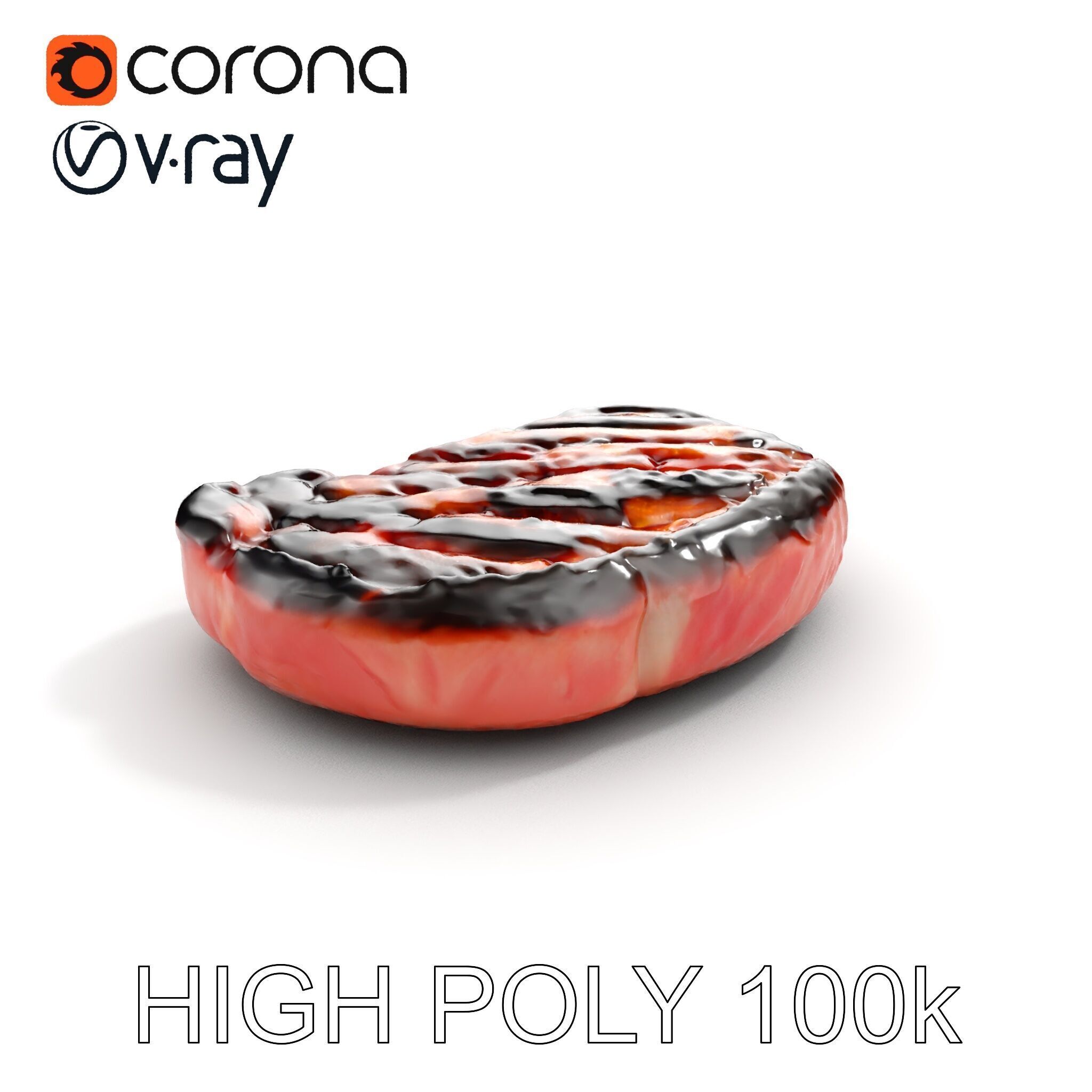 Grilled Steak Model Pack for Culinary Visualization Low-poly 3D model_16
