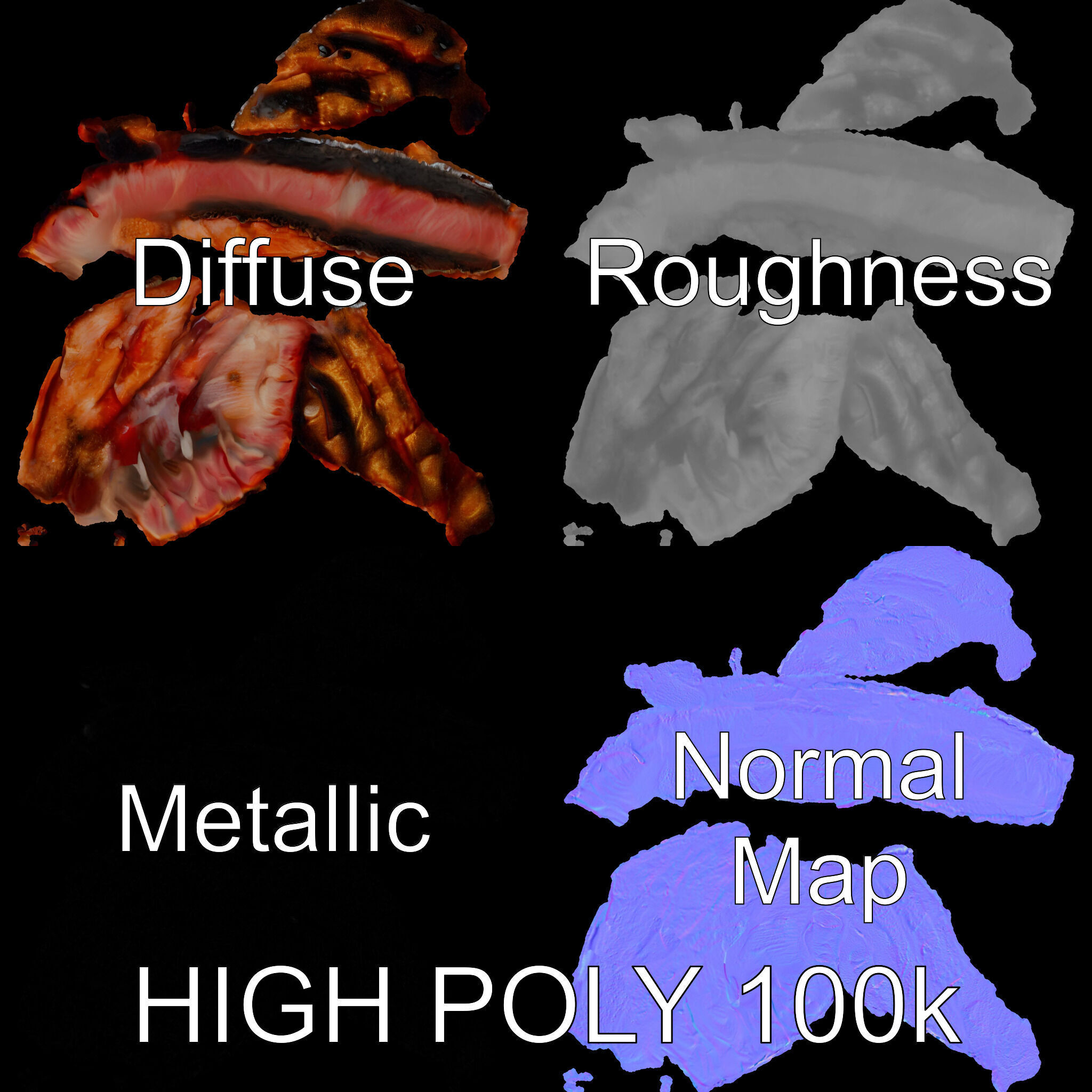 Grilled Steak Model Pack for Culinary Visualization Low-poly 3D model_3