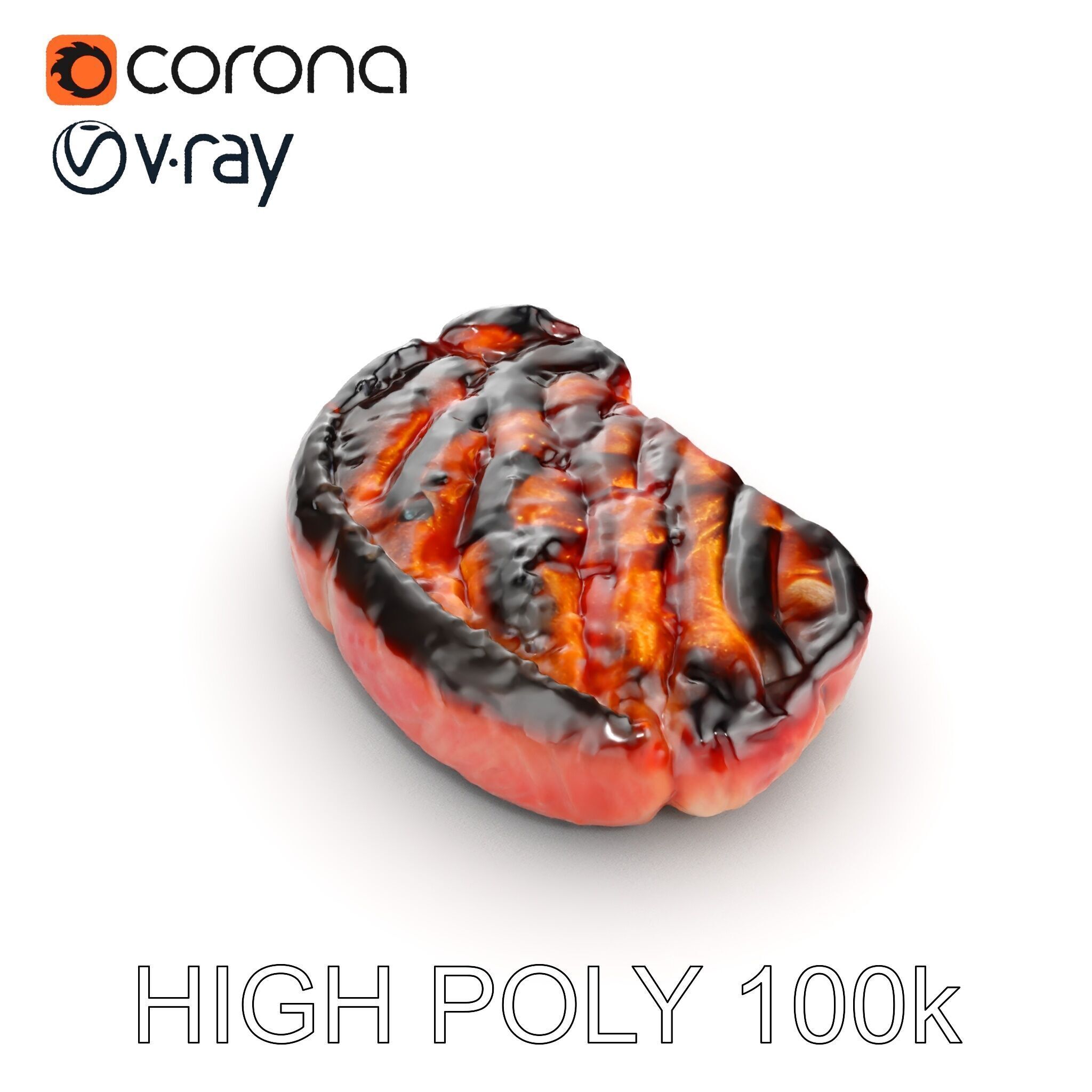 Grilled Steak Model Pack for Culinary Visualization Low-poly 3D model_15