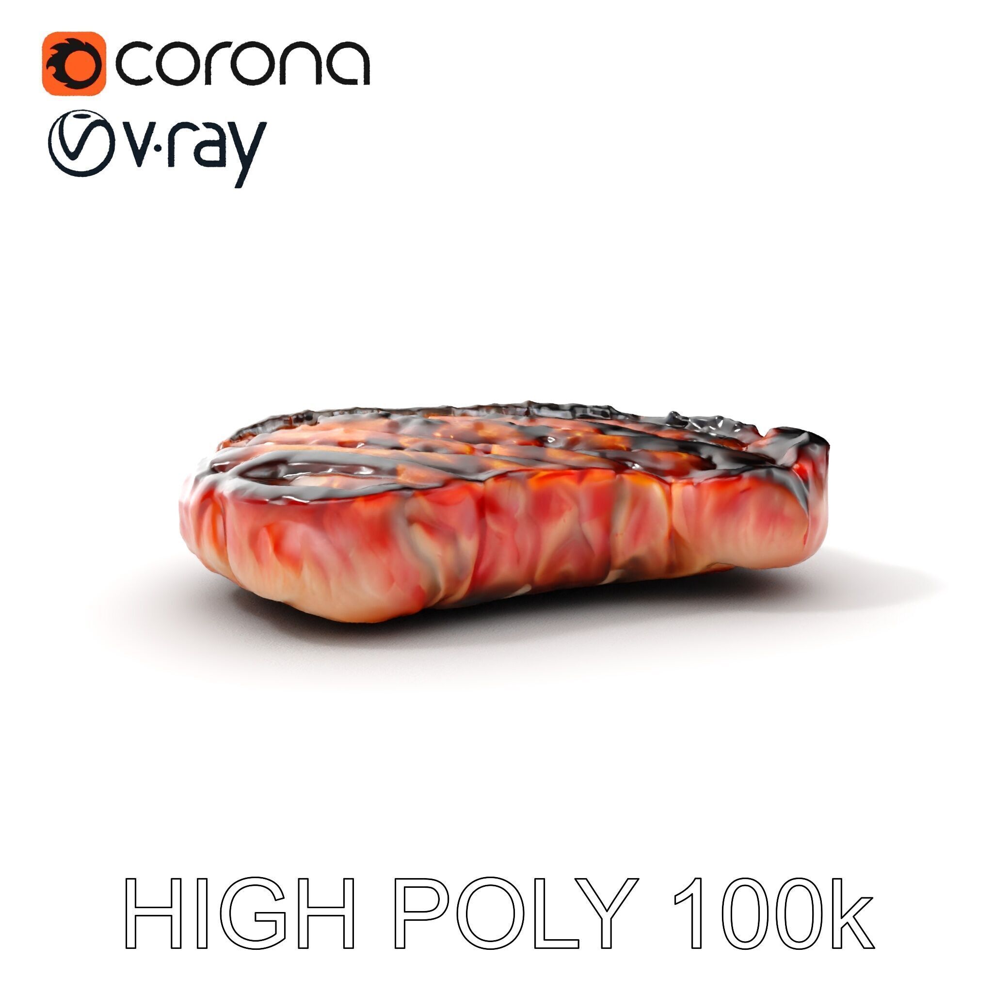 Grilled Steak Model Pack for Culinary Visualization Low-poly 3D model_6