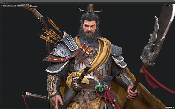 an ancient military commander in China Huang Gai Low-poly 3D model