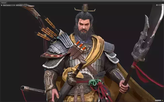 an ancient military commander in China Huang Gai Low-poly 3D model
