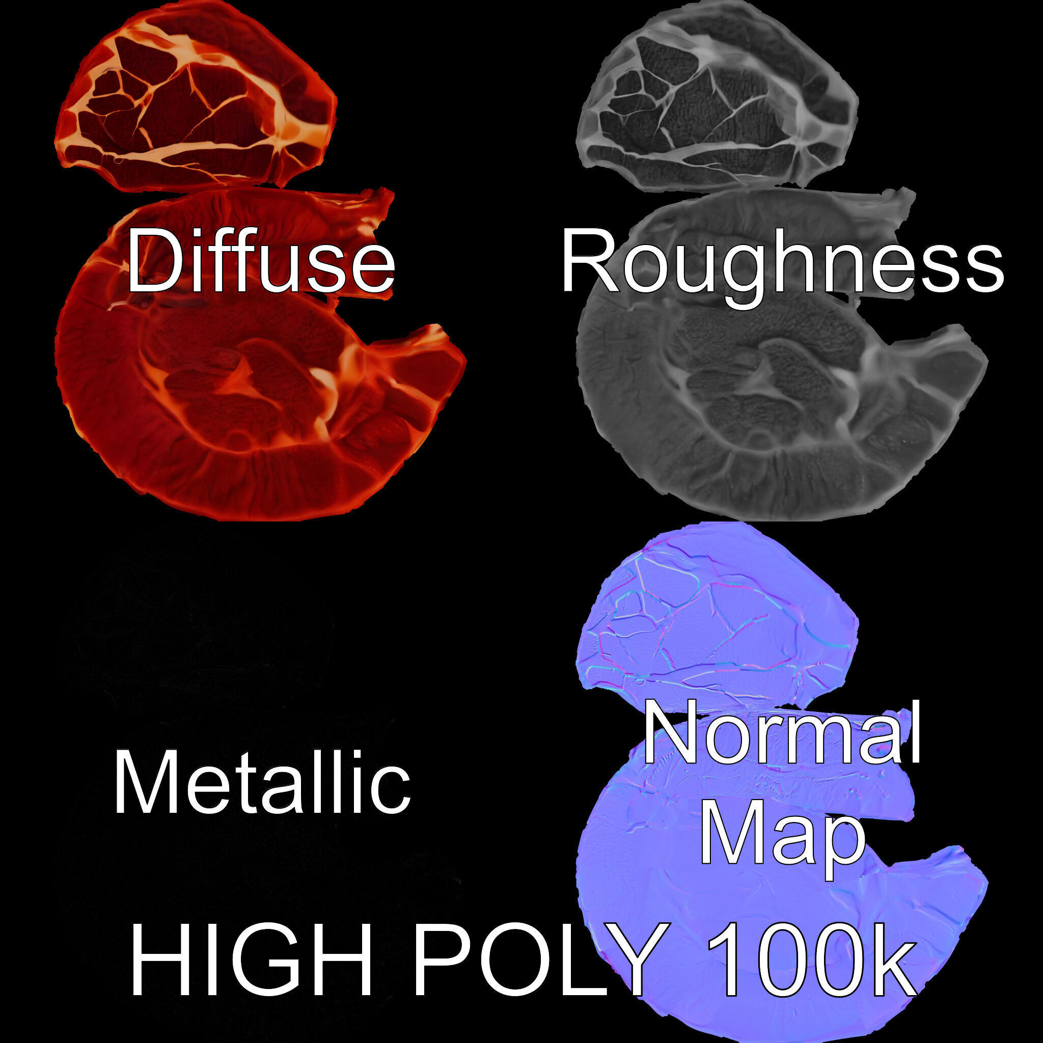 Realistic Raw Meat Steak D Model Pack Low-poly 3D model_3