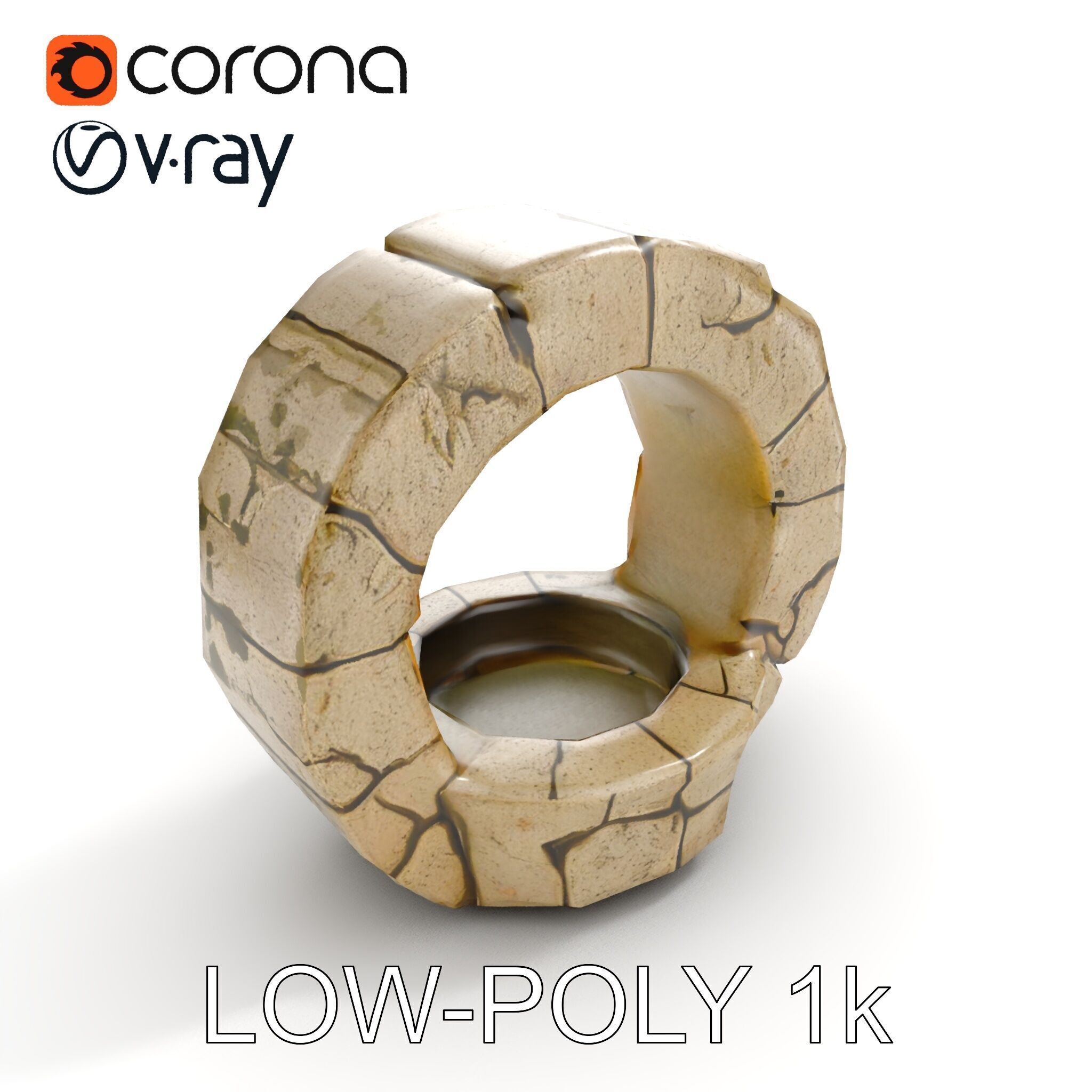 Stone Arch Ruin model pack with PBR Textures Low-poly 3D model_14