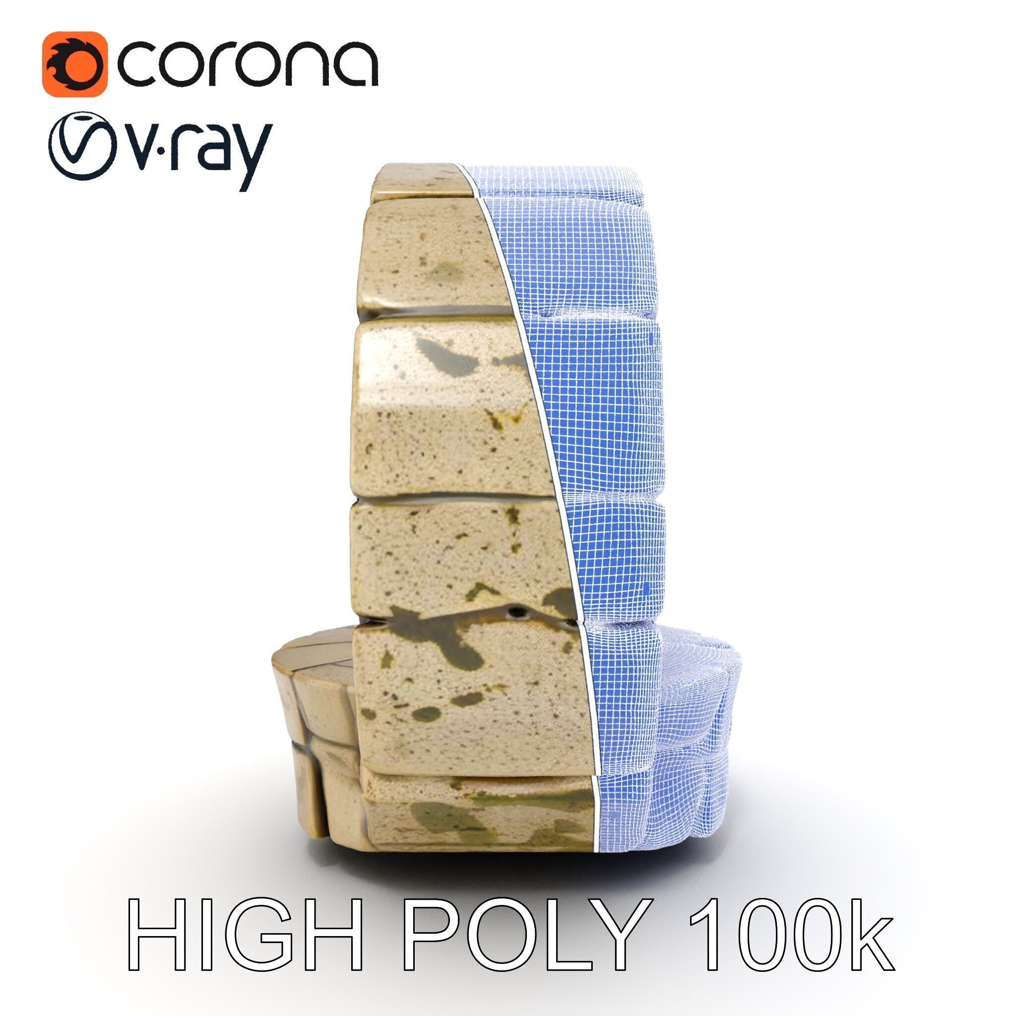 Stone Arch Ruin model pack with PBR Textures Low-poly 3D model_32