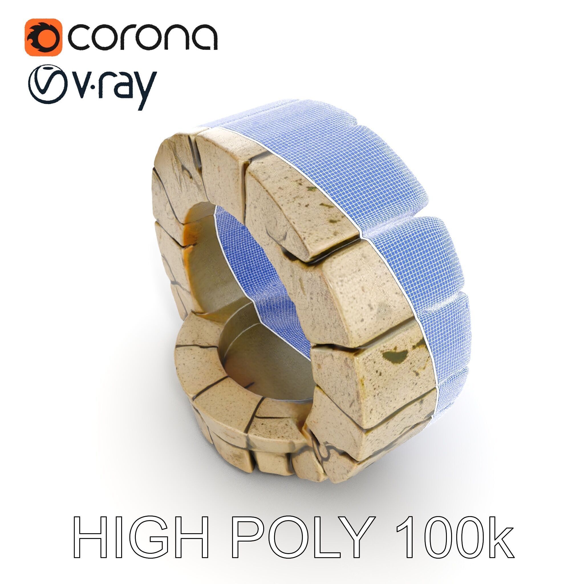 Stone Arch Ruin model pack with PBR Textures Low-poly 3D model_23