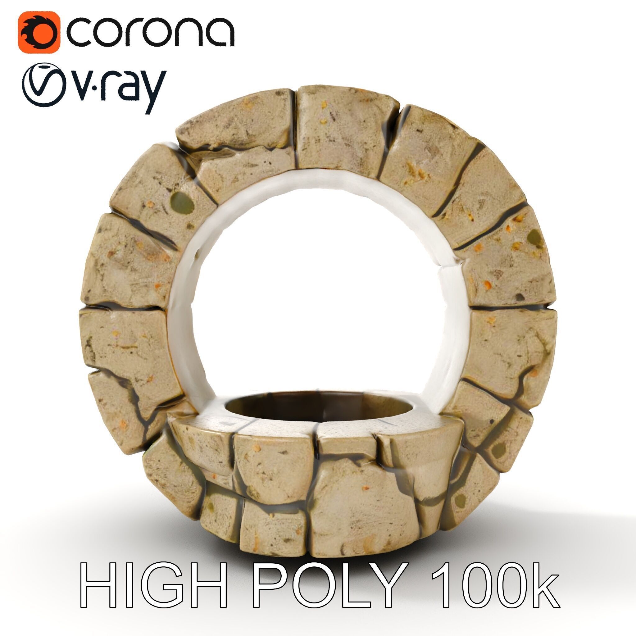 Stone Arch Ruin model pack with PBR Textures Low-poly 3D model_26