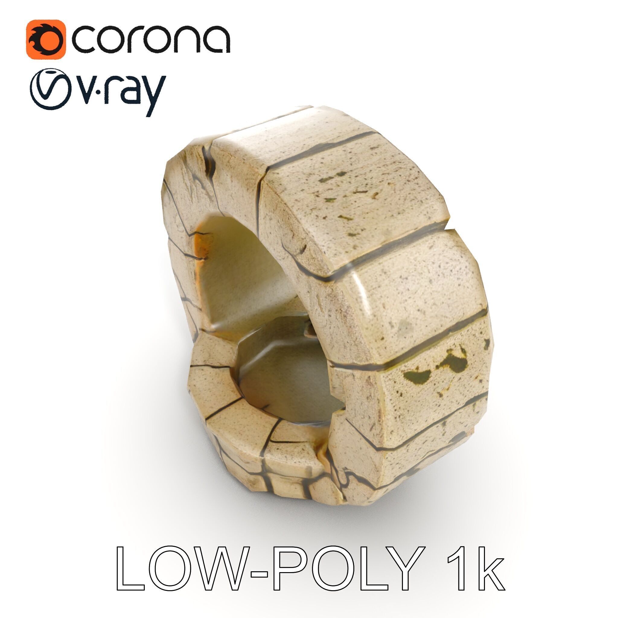 Stone Arch Ruin model pack with PBR Textures Low-poly 3D model_11