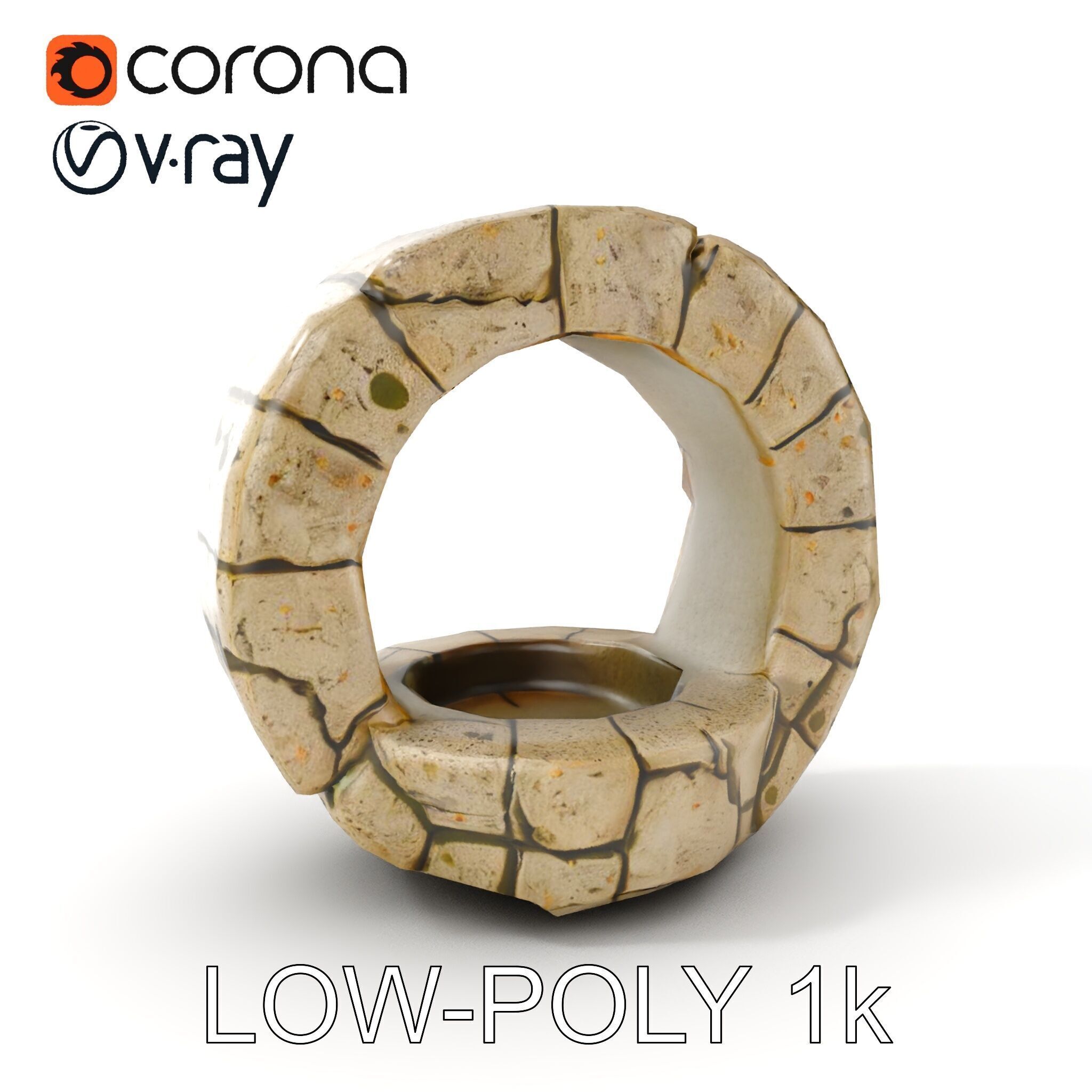 Stone Arch Ruin model pack with PBR Textures Low-poly 3D model_7