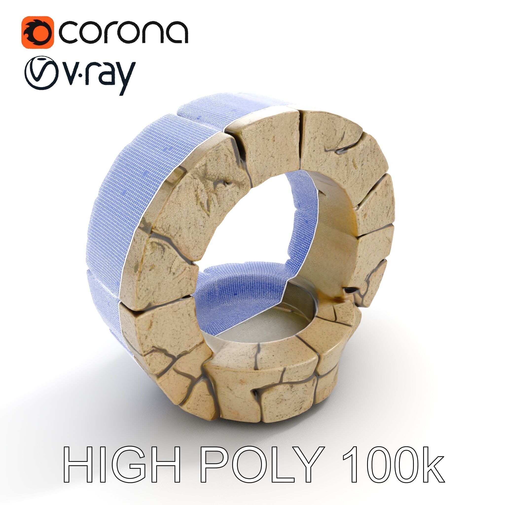 Stone Arch Ruin model pack with PBR Textures Low-poly 3D model_29