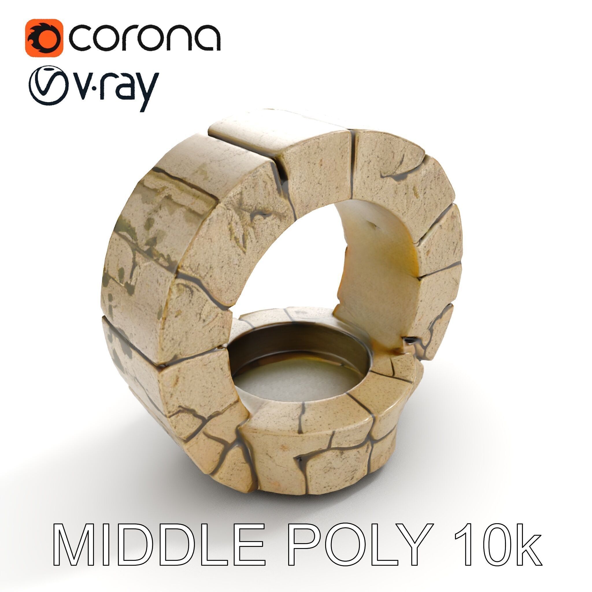 Stone Arch Ruin model pack with PBR Textures Low-poly 3D model_13