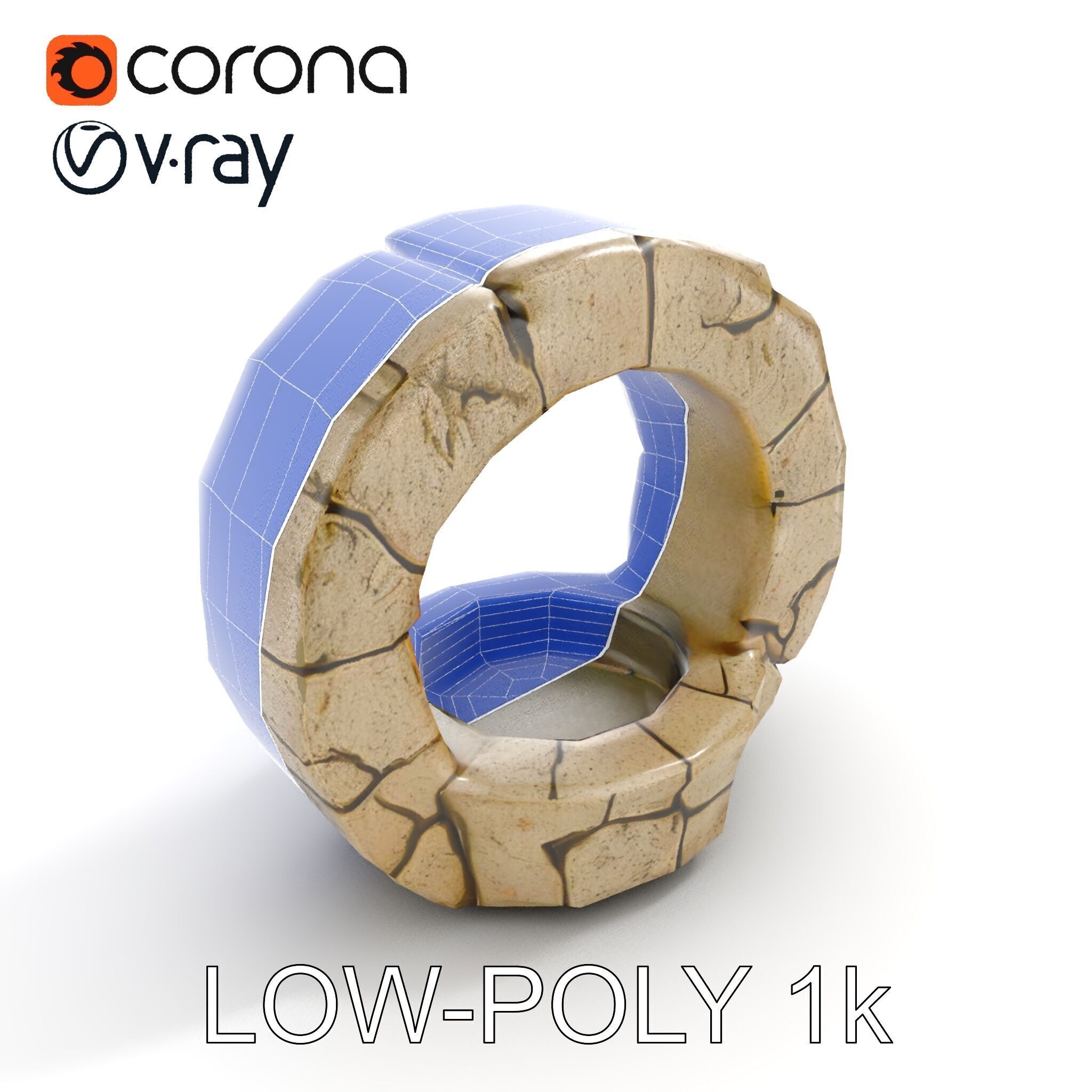 Stone Arch Ruin model pack with PBR Textures Low-poly 3D model_16