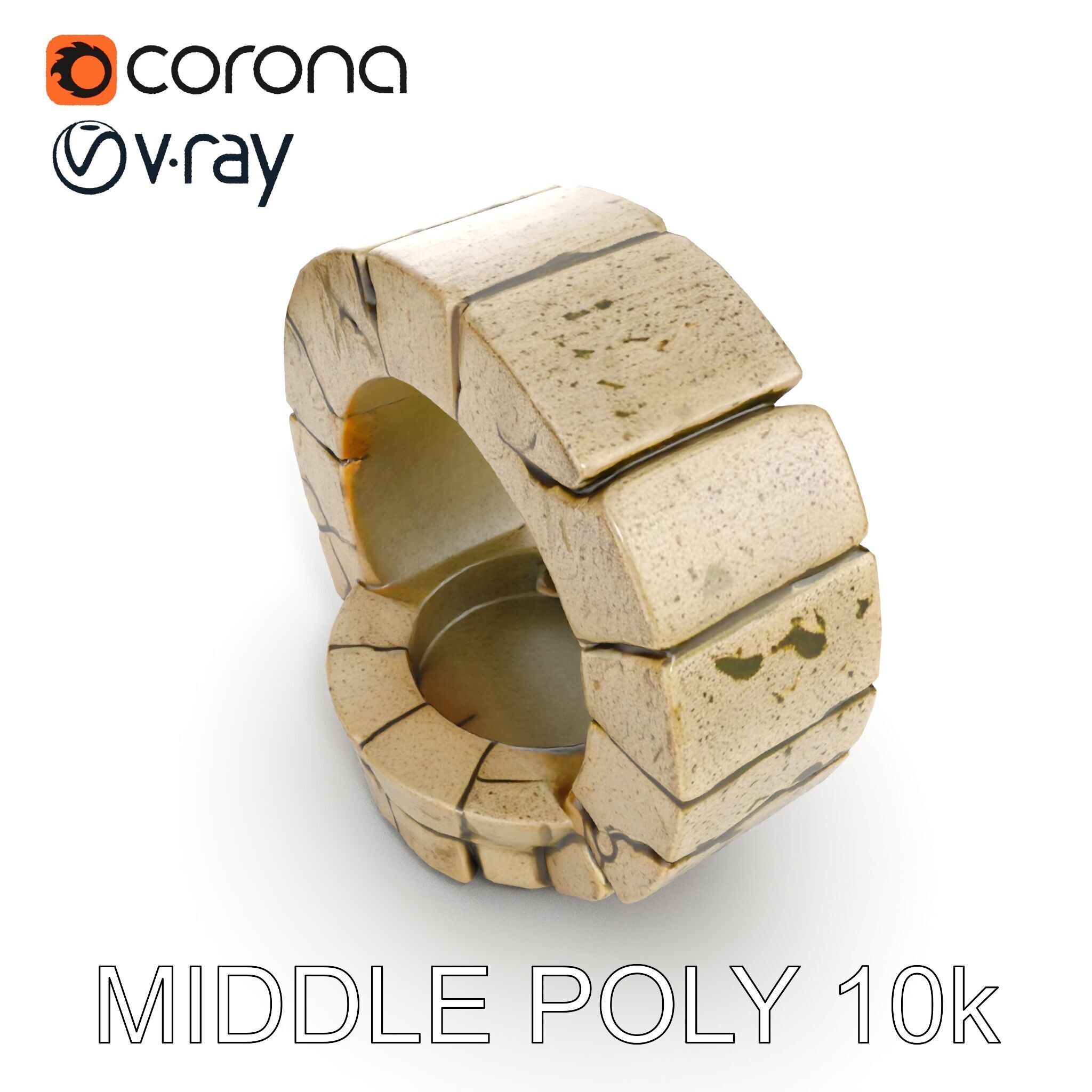 Stone Arch Ruin model pack with PBR Textures Low-poly 3D model_8