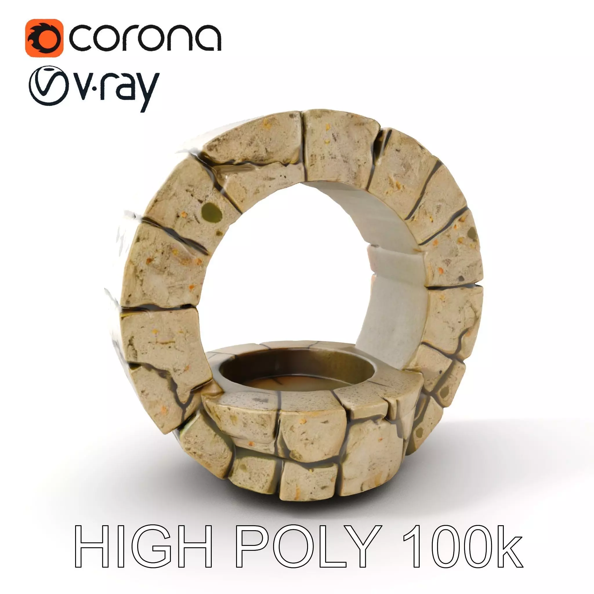 Stone Arch Ruin model pack with PBR Textures Low-poly 3D model_0