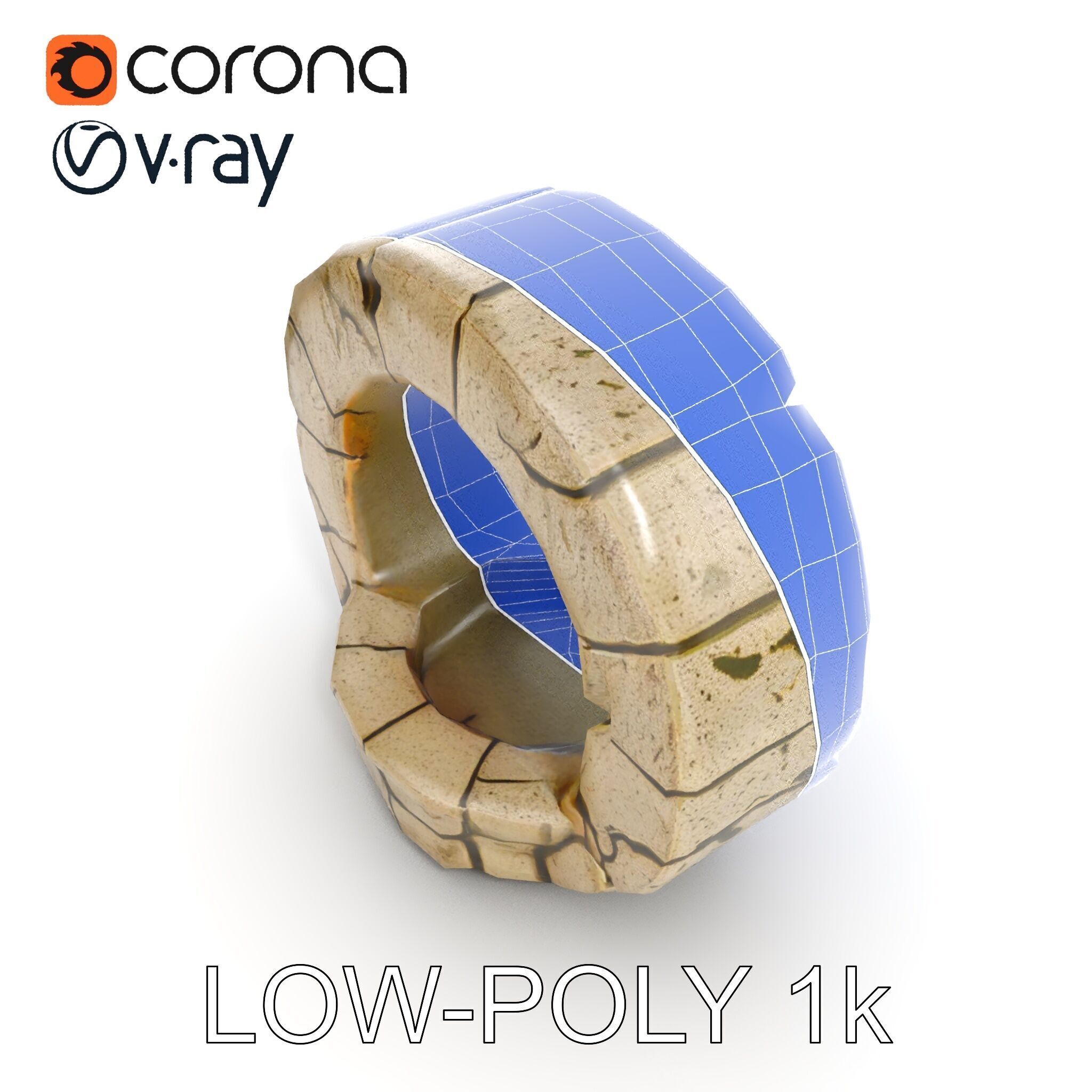 Stone Arch Ruin model pack with PBR Textures Low-poly 3D model_25