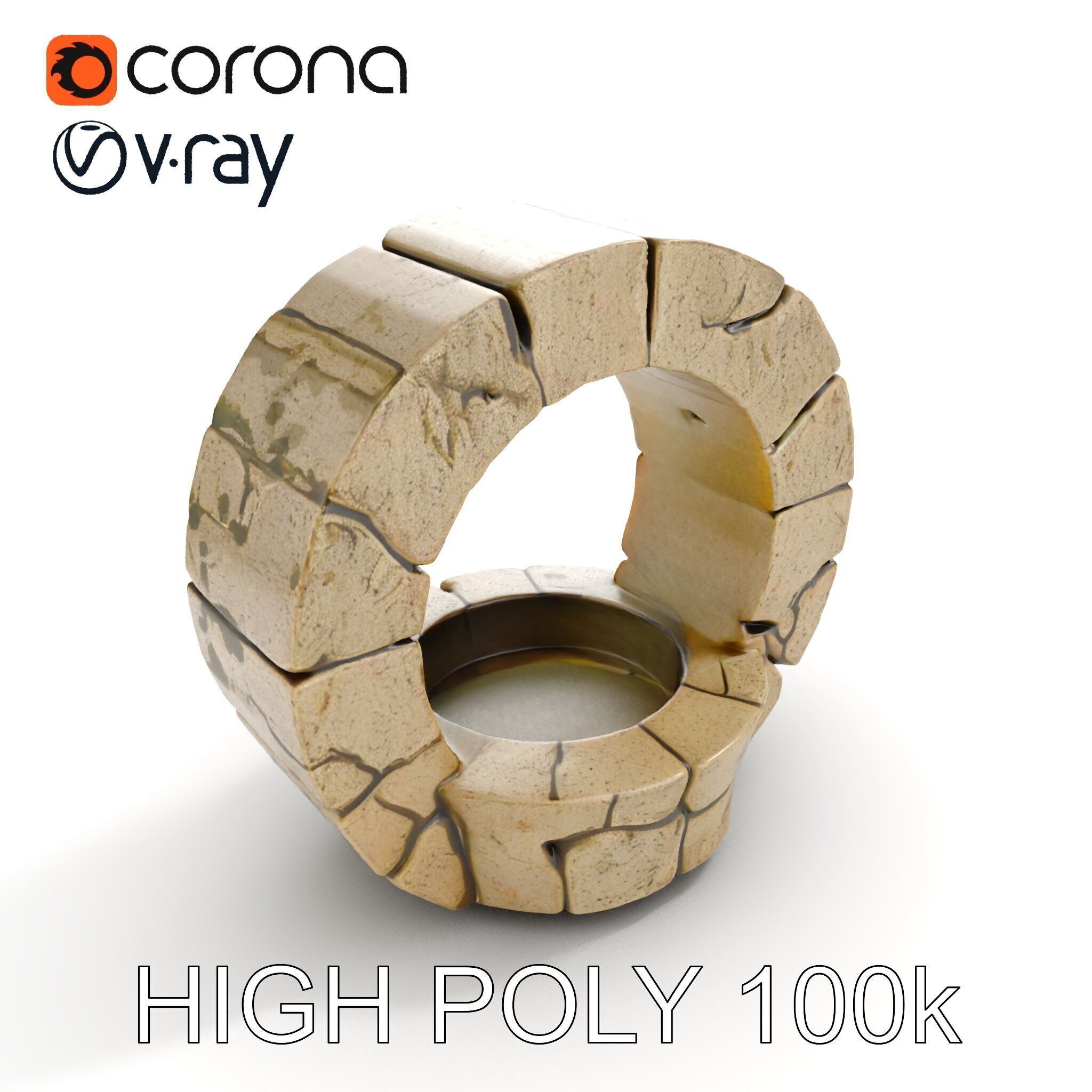 Stone Arch Ruin model pack with PBR Textures Low-poly 3D model_20