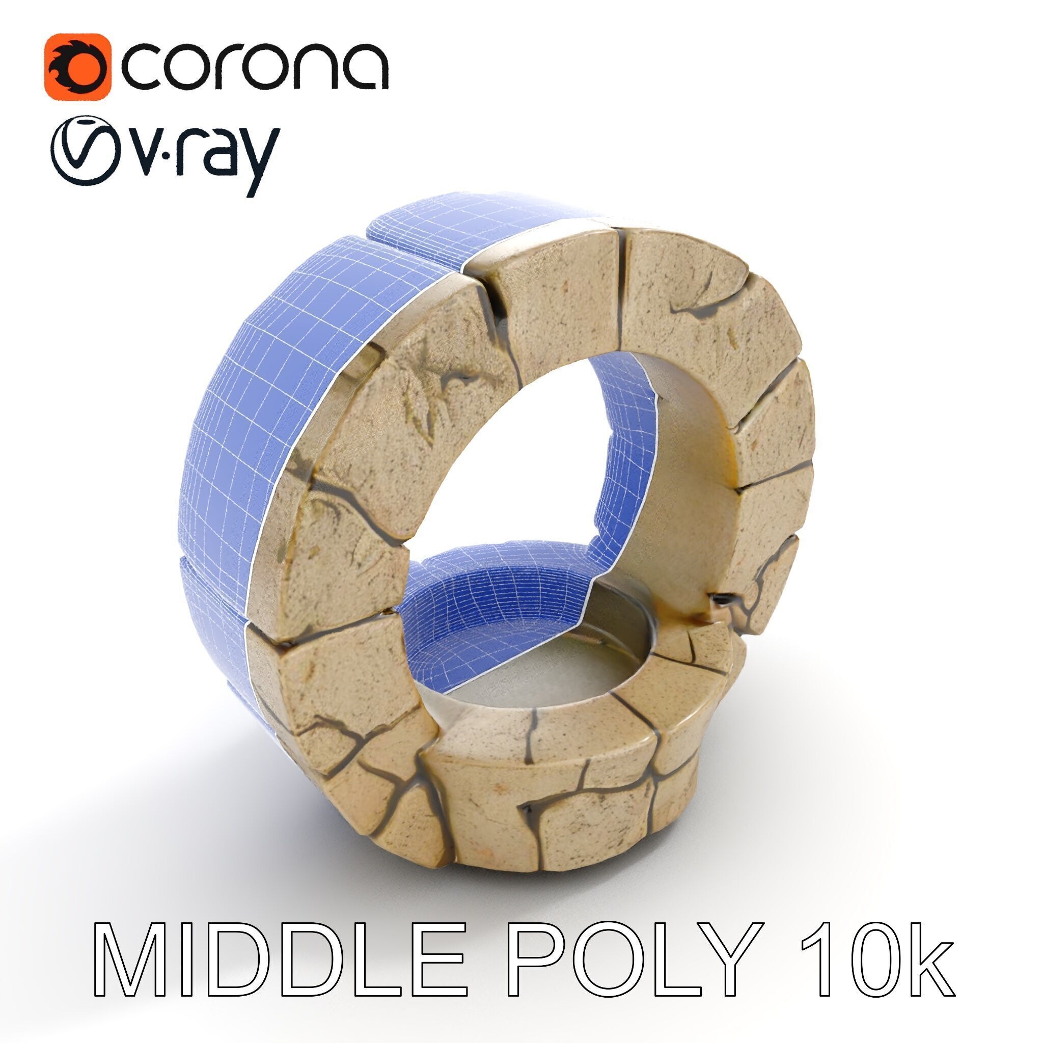 Stone Arch Ruin model pack with PBR Textures Low-poly 3D model_18