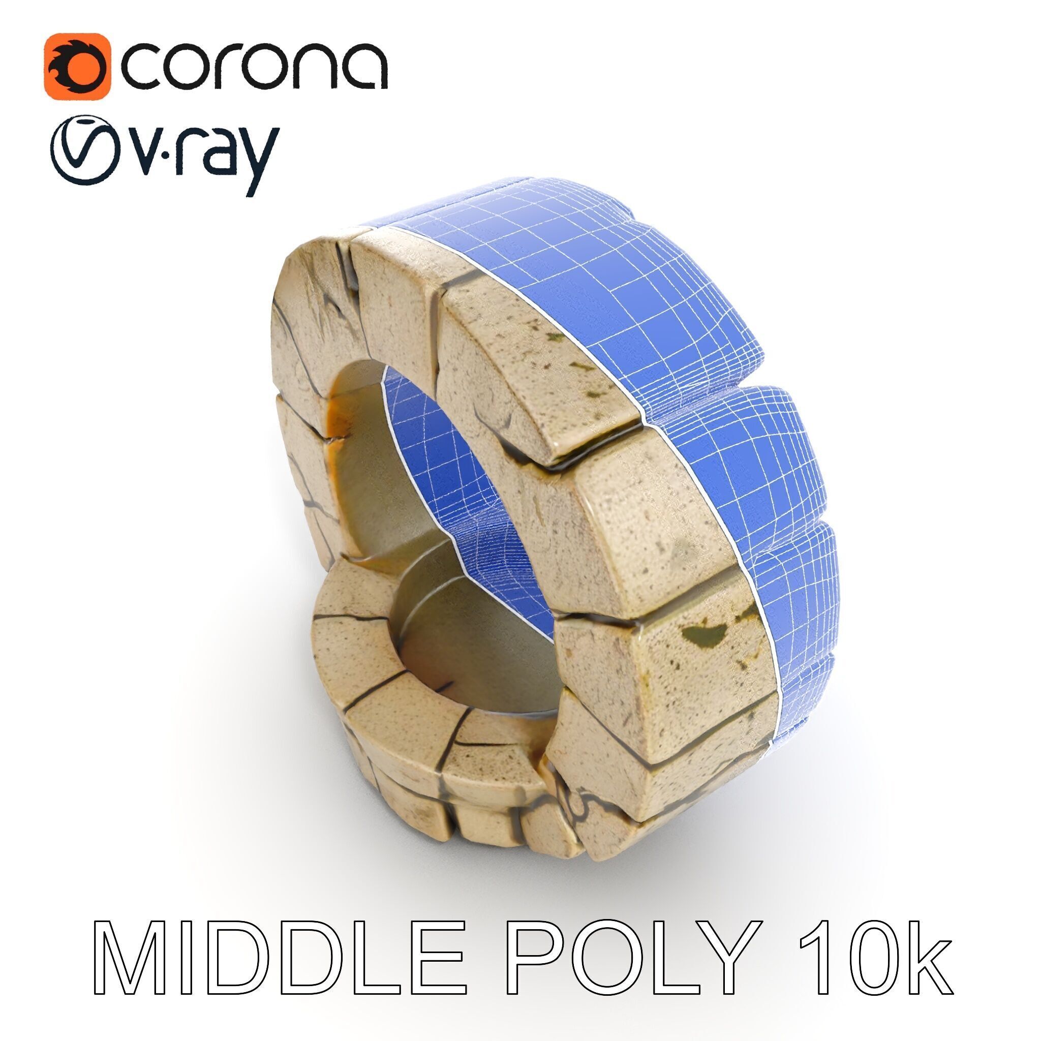 Stone Arch Ruin model pack with PBR Textures Low-poly 3D model_24