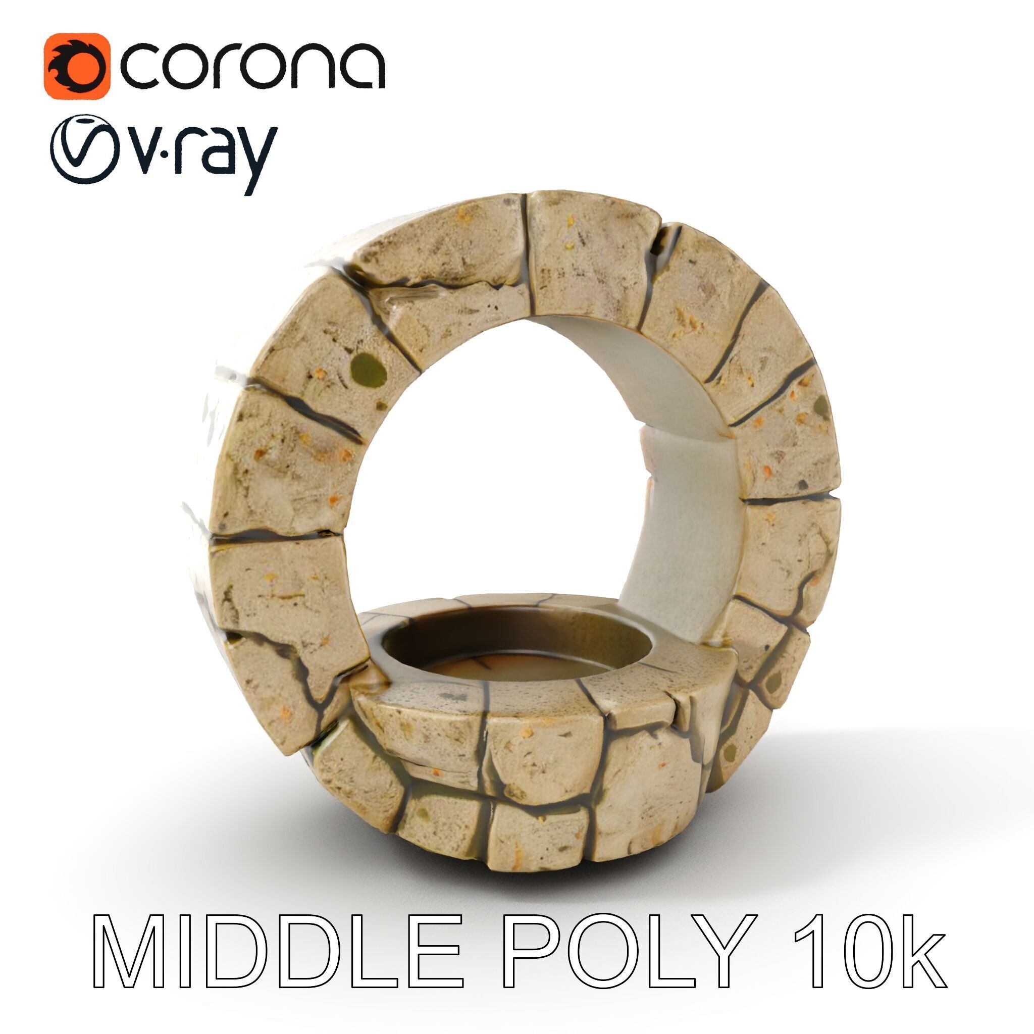 Stone Arch Ruin model pack with PBR Textures Low-poly 3D model_6