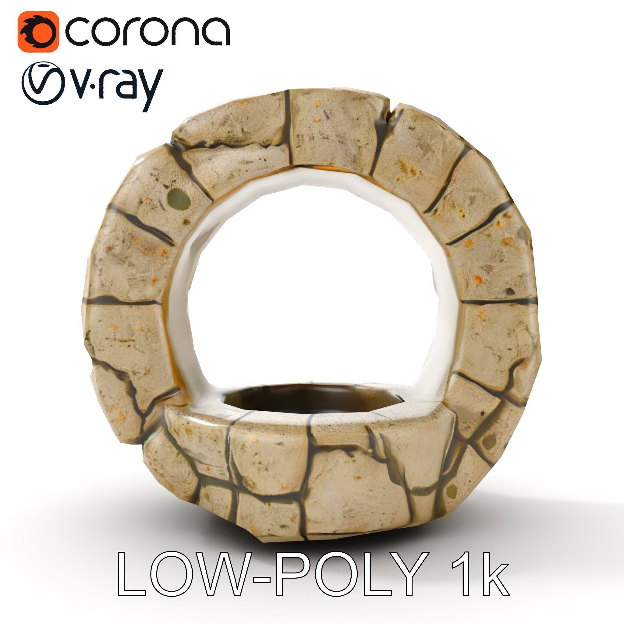 Stone Arch Ruin model pack with PBR Textures Low-poly 3D model_19