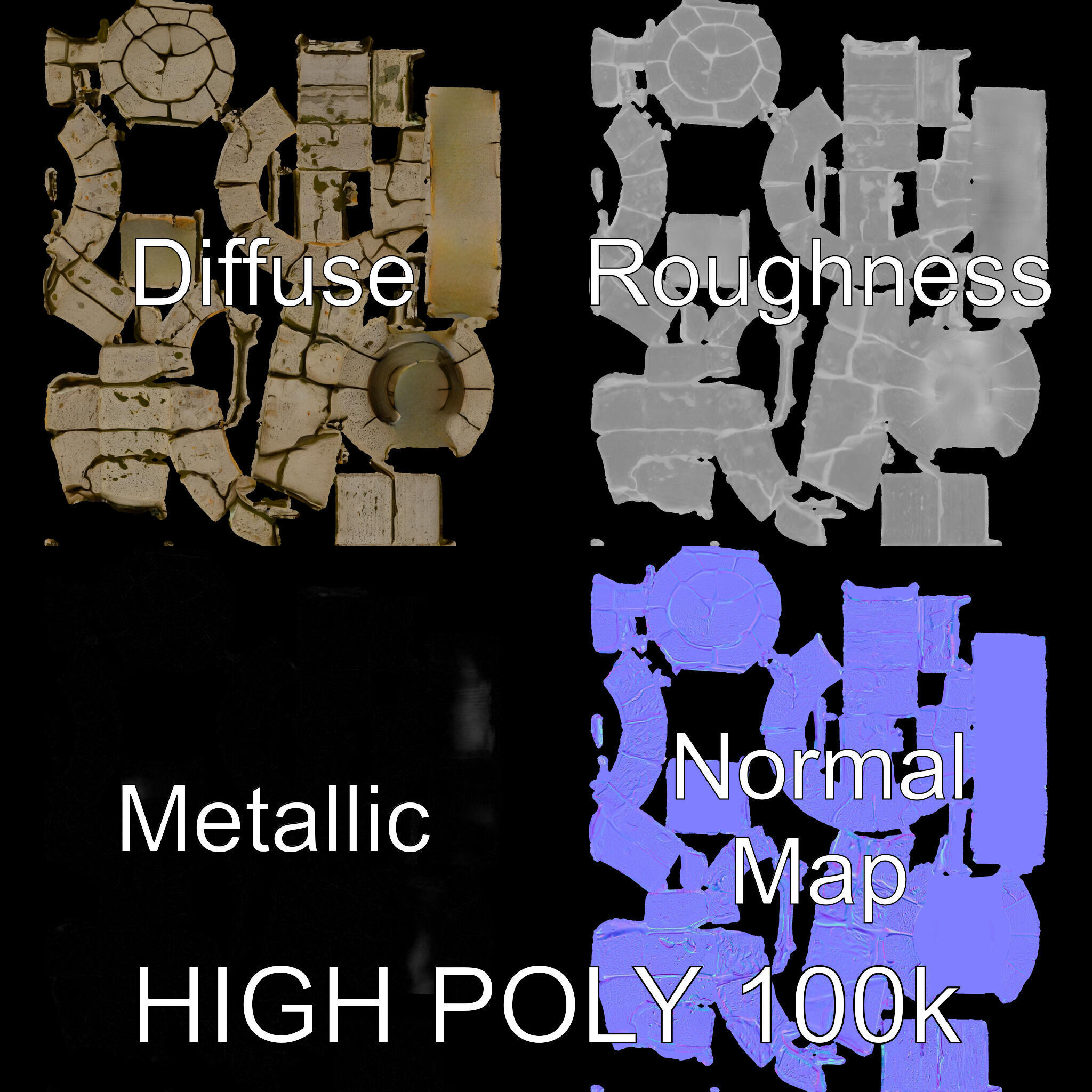 Stone Arch Ruin model pack with PBR Textures Low-poly 3D model_3