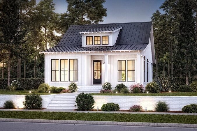 Modern Two Bedroom House Complete 3D Model  Drawings Renderings Free 3D model