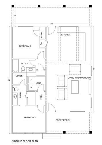 Modern Two Bedroom House Complete 3D Model  Drawings Renderings 3D model 4