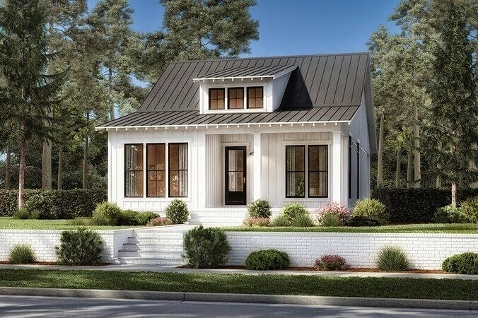 Modern Two Bedroom House Complete 3D Model  Drawings Renderings 3D model 3